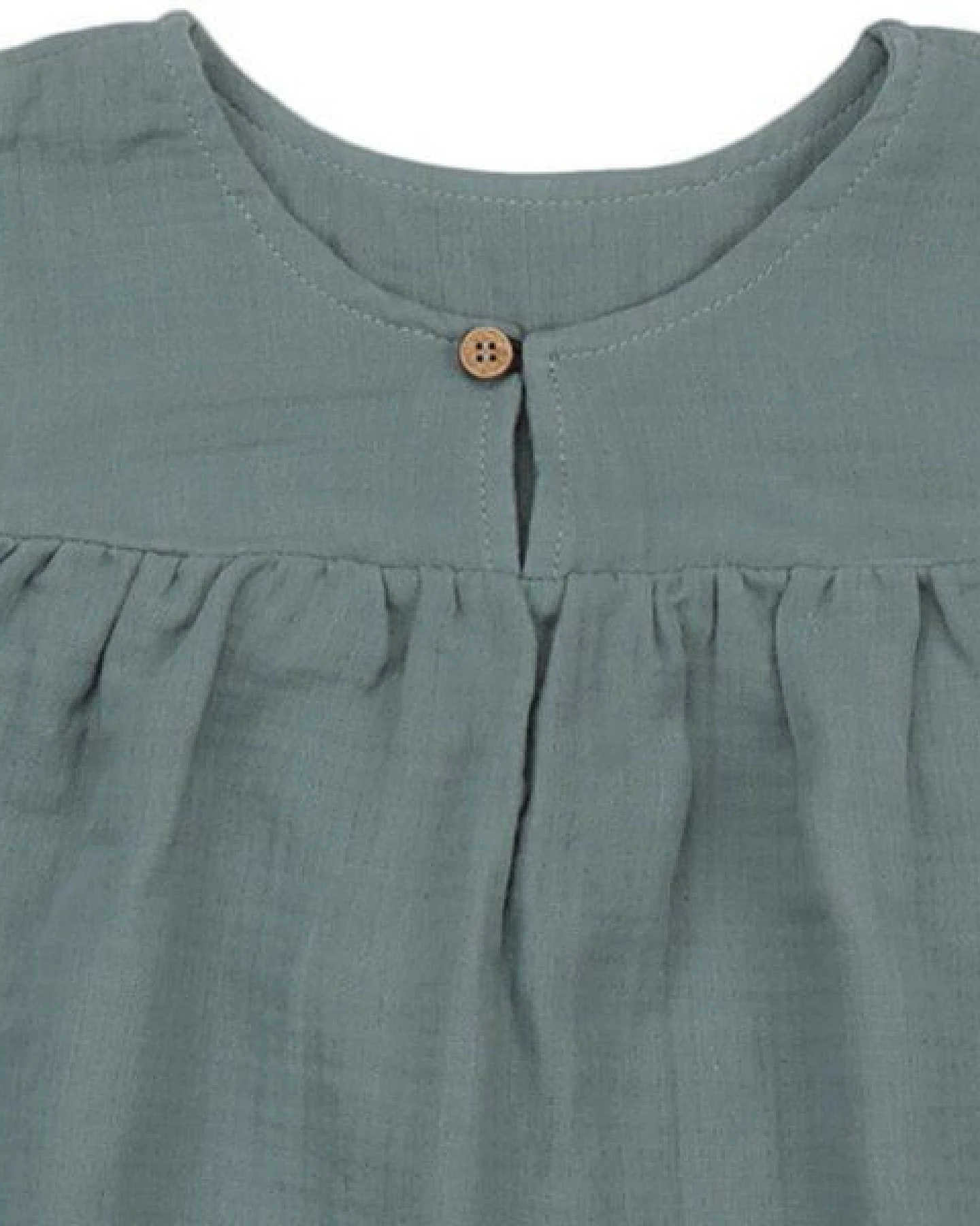 Kinder Bluse GOTS zertifiziert – Bio-Baumwolle, Musselin in Grün, locker geschnitten, weich & bequem, langärmelig – Ansicht 3