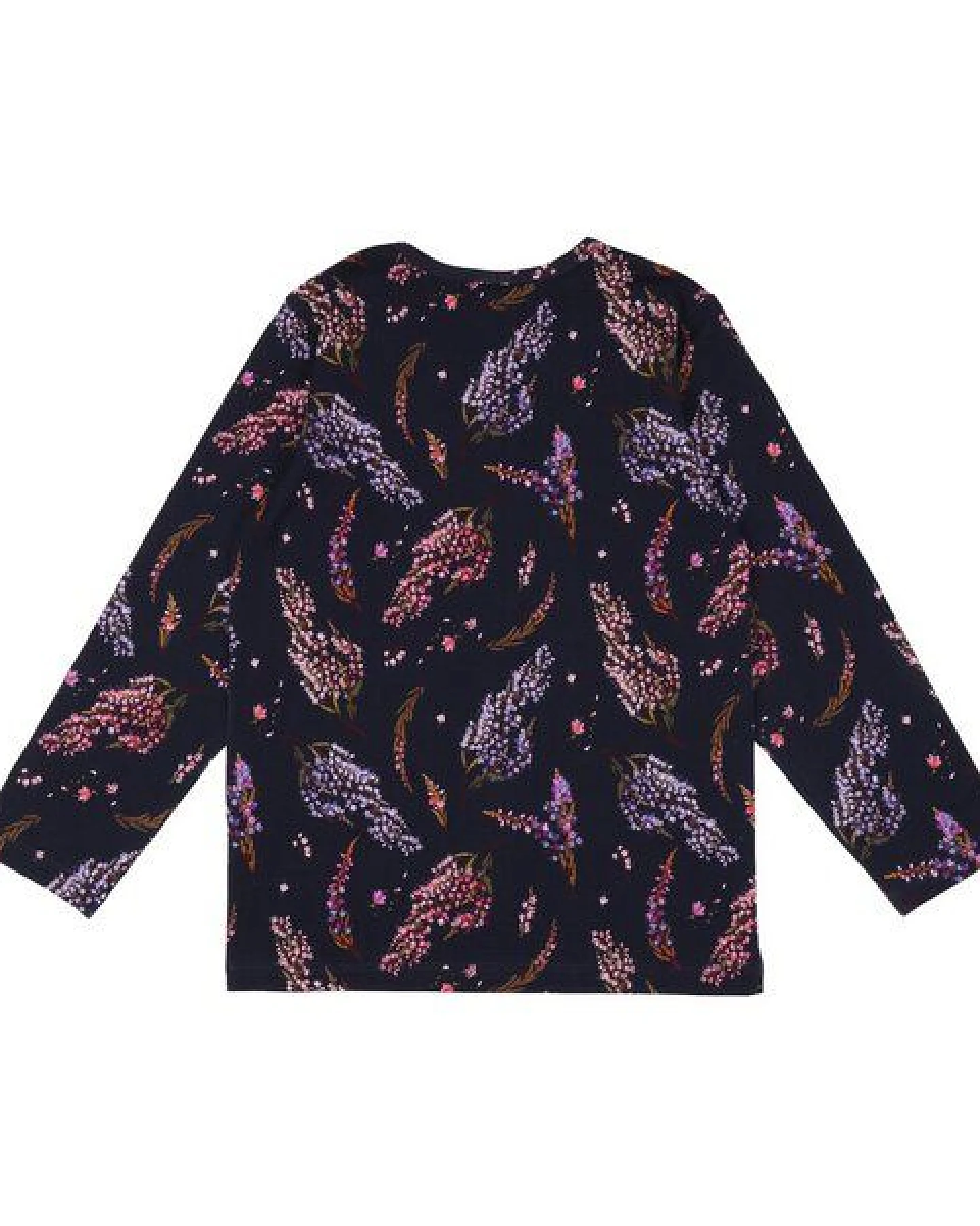 Kinder Langarmshirt GOTS-zertifiziert aus Bio-Baumwolle, blau mit Heideblüten-Muster – Walkiddy, weich & hautfreundlich für jeden Tag – Ansicht 4