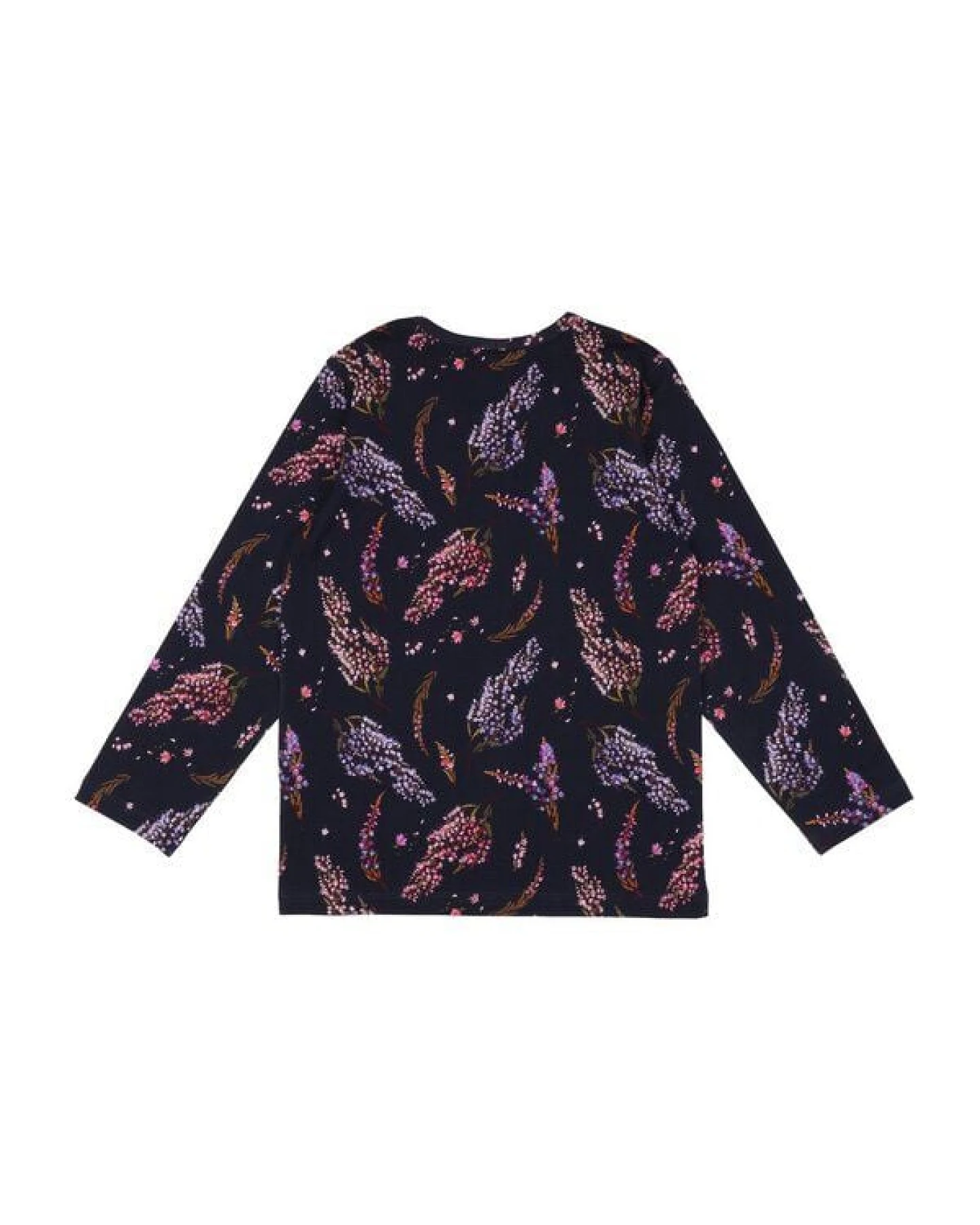 Kinder Langarmshirt GOTS-zertifiziert aus Bio-Baumwolle, blau mit Heideblüten-Muster – Walkiddy, weich & hautfreundlich für jeden Tag – Ansicht 4