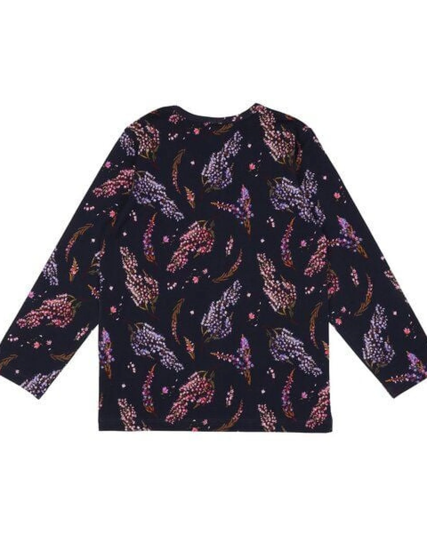 Kinder Langarmshirt GOTS-zertifiziert aus Bio-Baumwolle, blau mit Heideblüten-Muster – Walkiddy, weich & hautfreundlich für jeden Tag – Ansicht 4