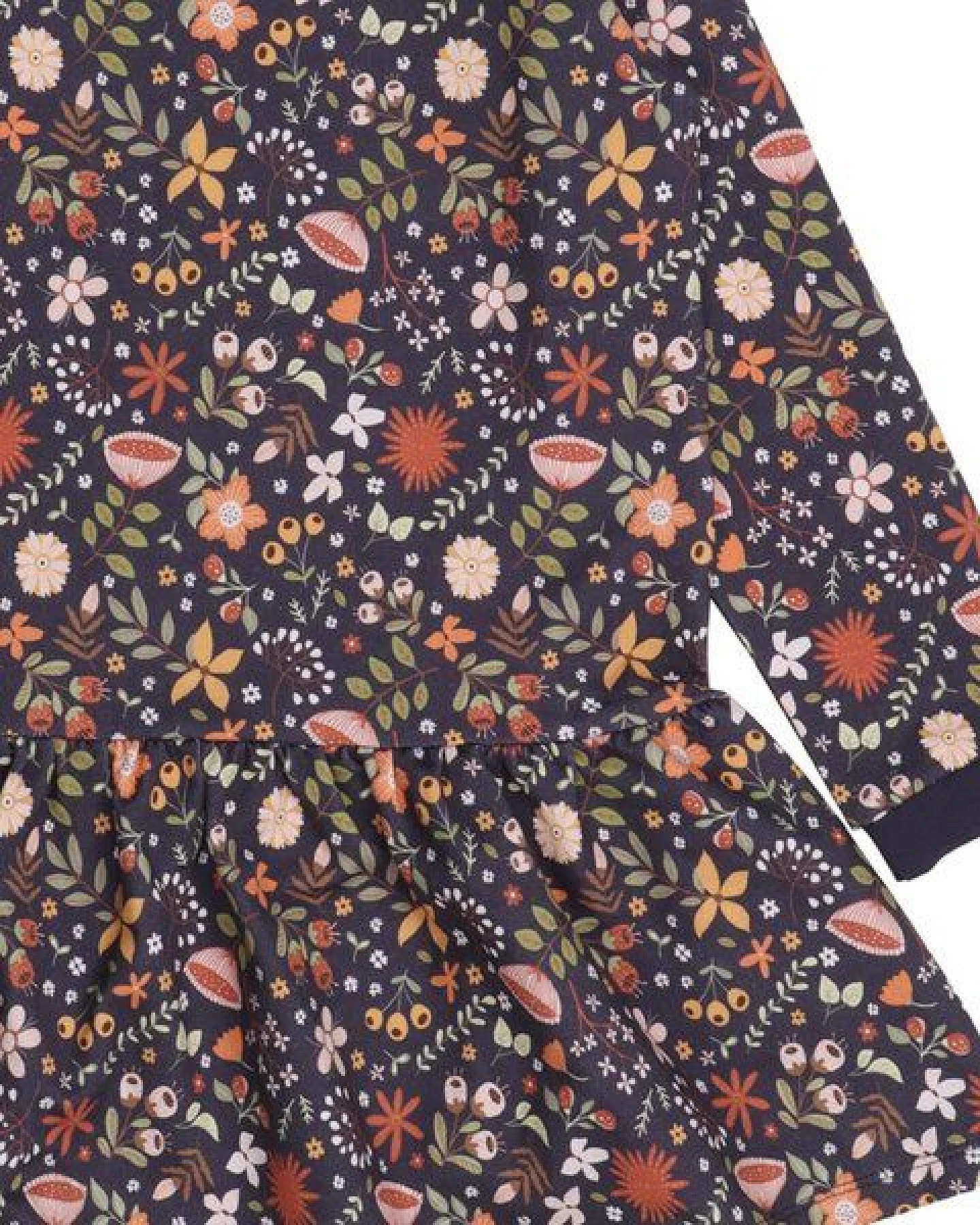Walkiddy - Fancy Flowers Sweat Kleid Grau, Öko-Fair-Trade, GOTS-Zertifizierte Bio-Baumwolle, Mädchen-Kleid – Ansicht 4