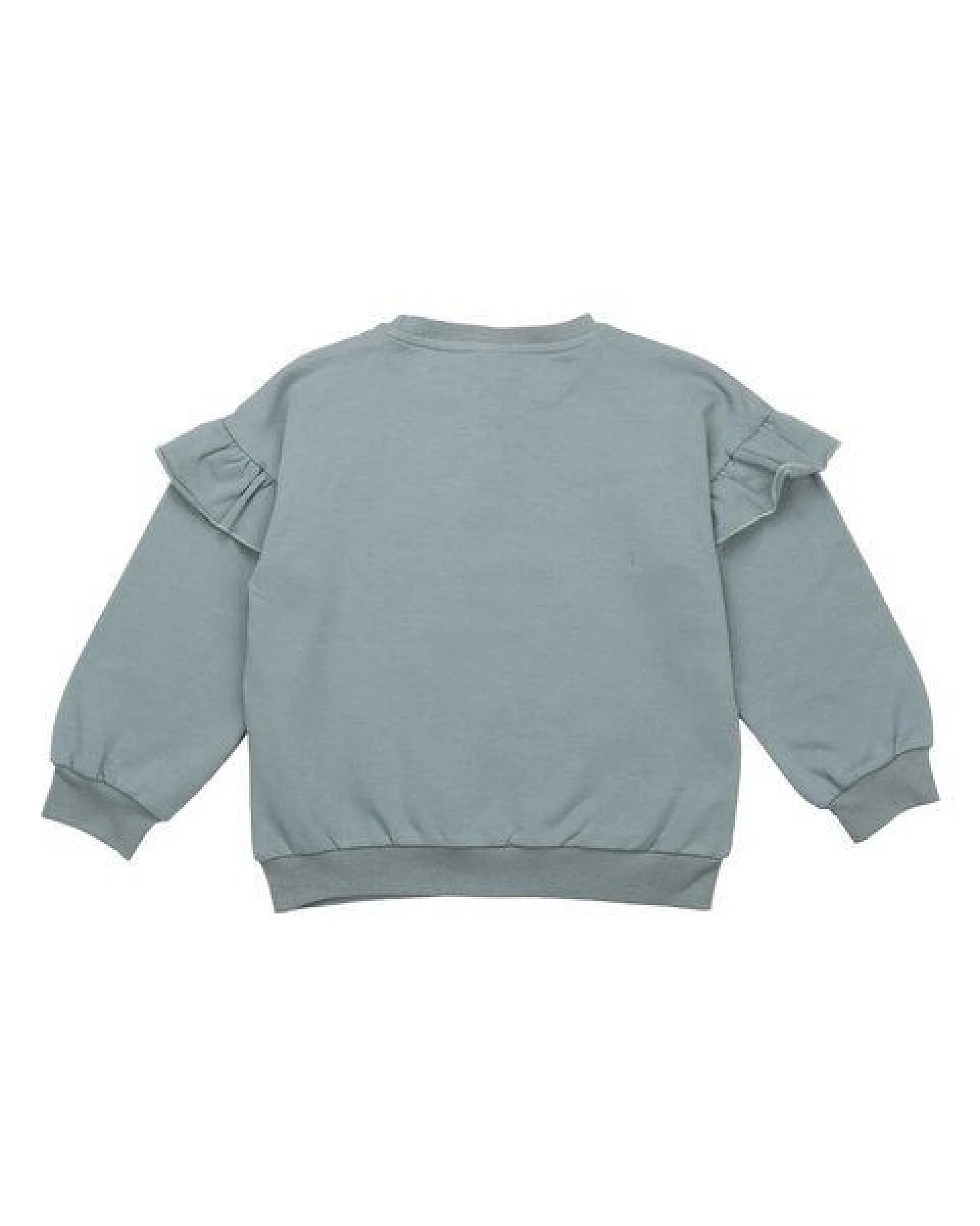 Kinder Sweatshirt GOTS zertifiziert – Graugrün mit Rüschen, weich & bequem – Ansicht 4