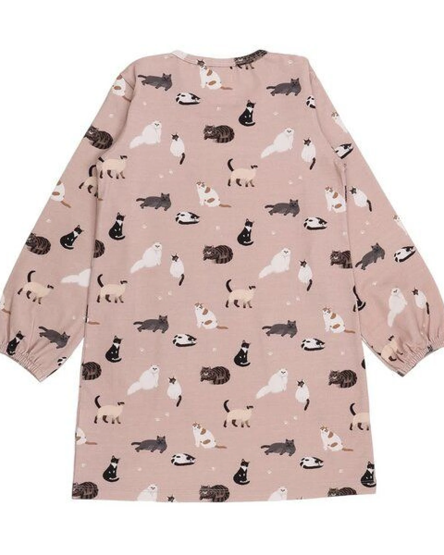 Kinder Kleid GOTS zertifiziert Bio-Baumwolle, Altrosa, Katzen-Muster, Walkiddy – Ansicht 3