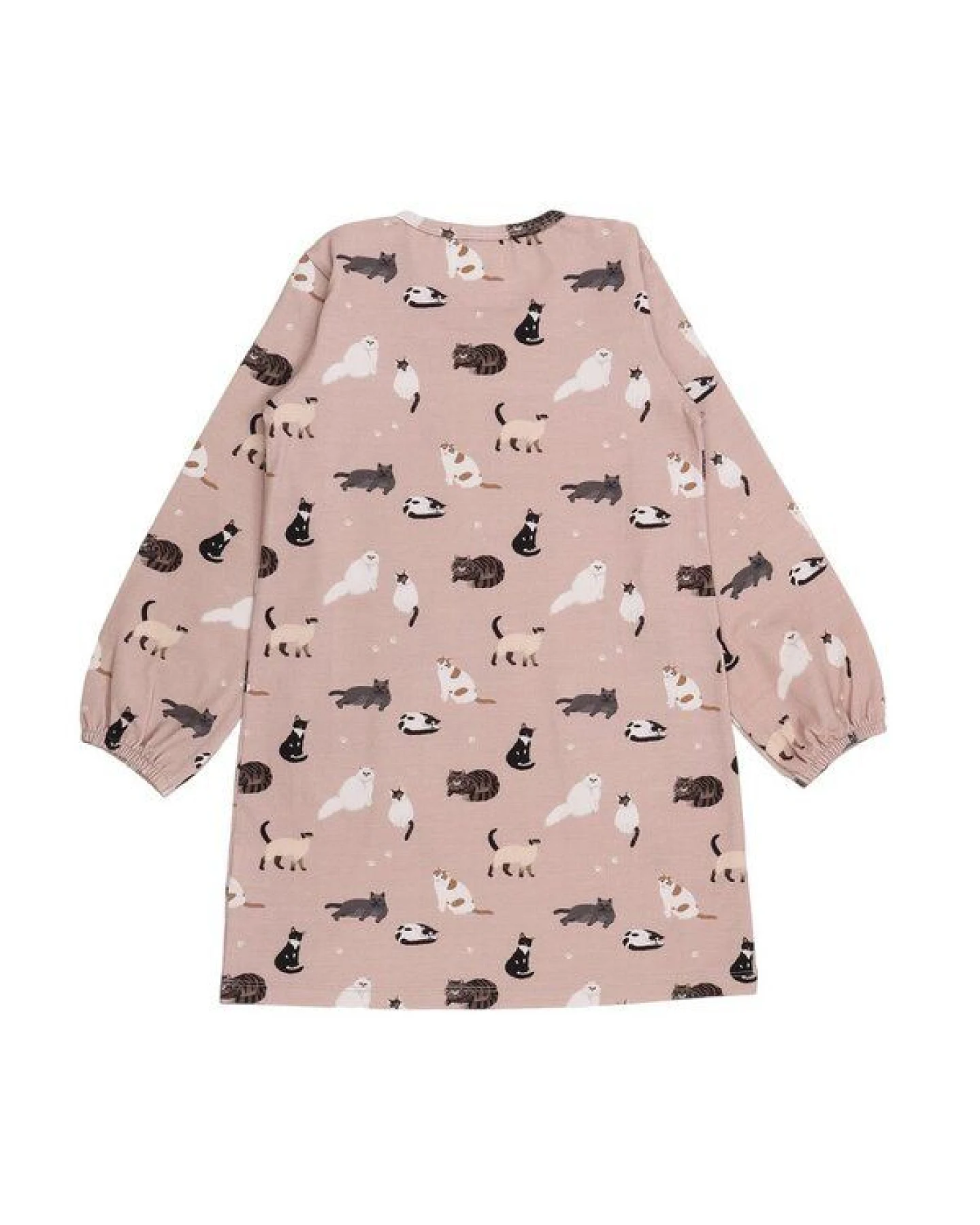 Kinder Kleid GOTS zertifiziert Bio-Baumwolle, Altrosa, Katzen-Muster, Walkiddy – Ansicht 3