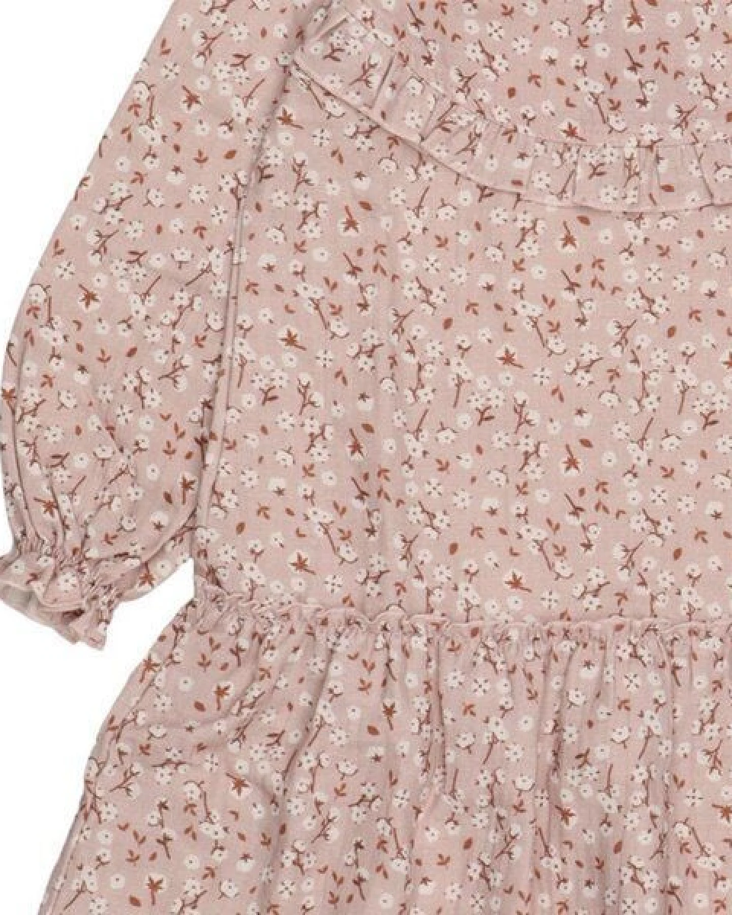 Kinder Kleid GOTS-zertifiziert aus Bio-Baumwolle, rosa mit feinem Muster, Rüschenrock & langen Ärmeln – Walkiddy Pink Frill Dress, weich & bequem – Ansicht 4