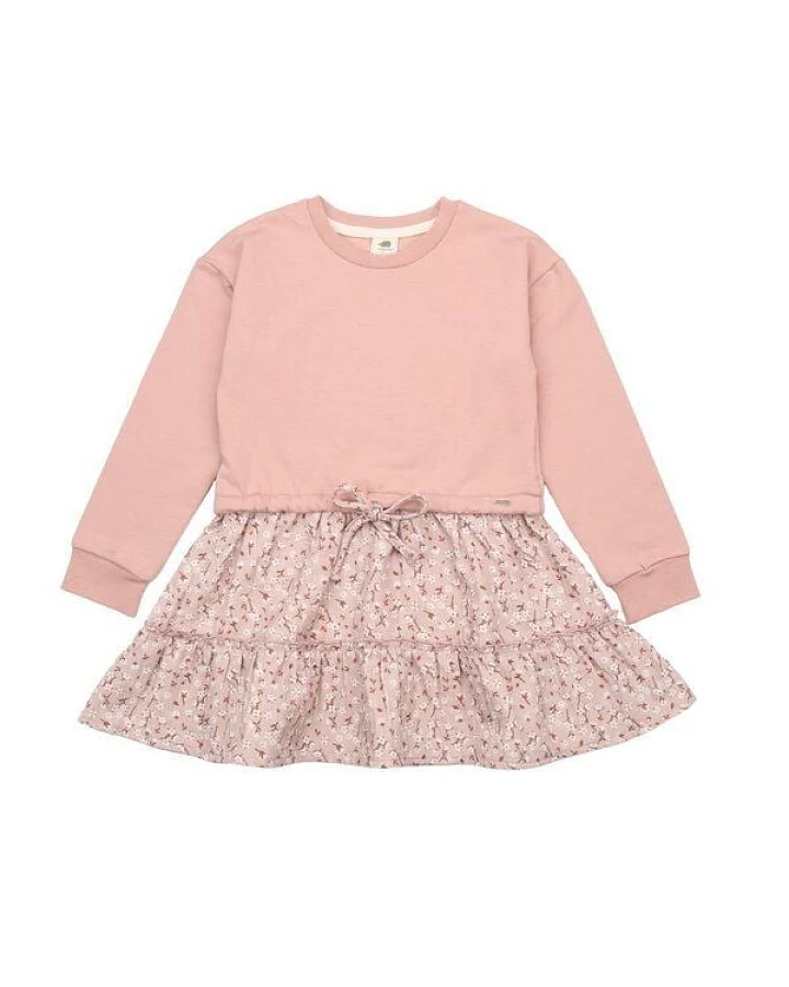 Walkiddy Mini Cottons Bio-Sweat Dress Rosa - Stilvolles & Hypoallergenes Kleid für Kinder – GOTS zertifiziert
