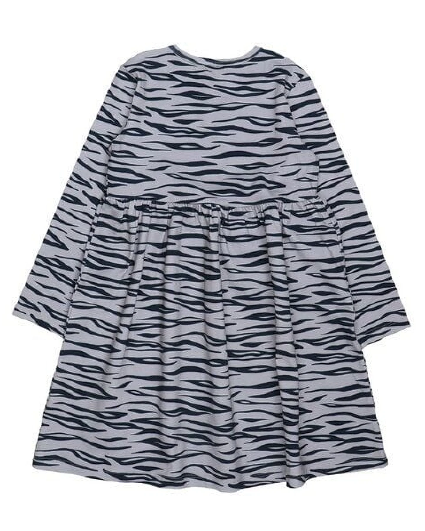 Kinder Kleid GOTS zertifiziert – Bio-Baumwolle, Grau mit Tiermuster, langärmelig, weich & bequem, alltagstauglich – Ansicht 4