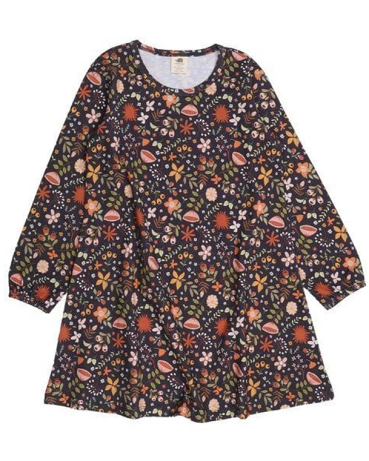 Walkiddy Fancy Flowers Bio-Baumwolle Graues Kleid - Nachhaltige & Ethische Kindermode – GOTS zertifiziert