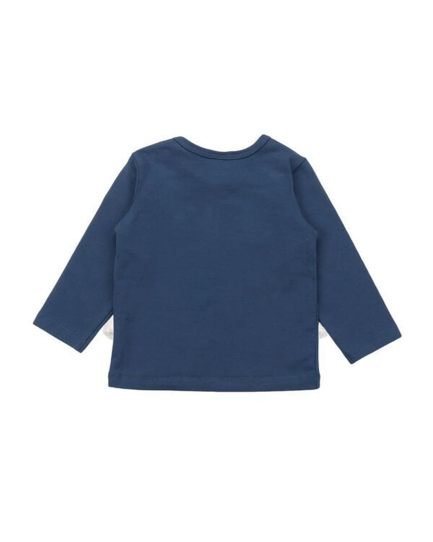 Kinder Langarmshirt GOTS zertifiziert, blau, „Tiny Trains“ Zug-Print, Bio-Baumwolle, weich – Walkiddy – Ansicht 3
