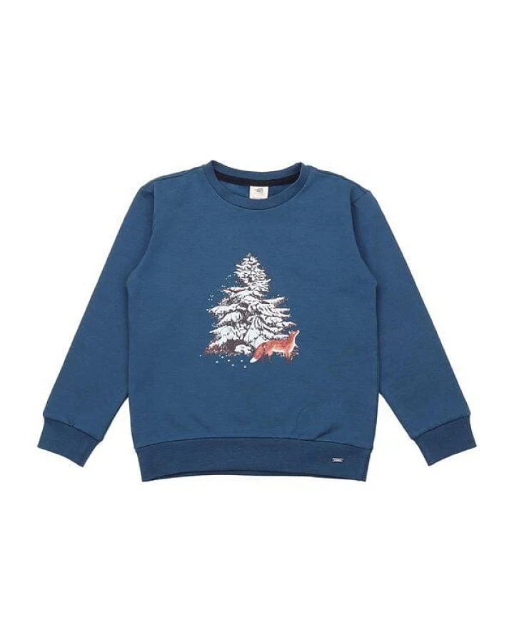 Kinder Sweatshirt GOTS zertifiziert – Blau mit Motiv, weich & bequem