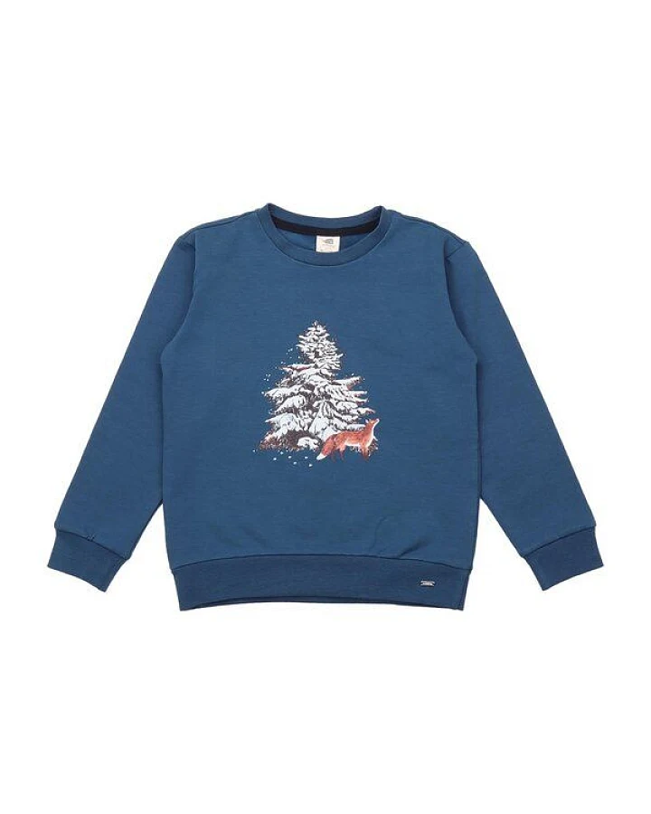 Kinder Sweatshirt GOTS zertifiziert – Blau mit Motiv, weich & bequem