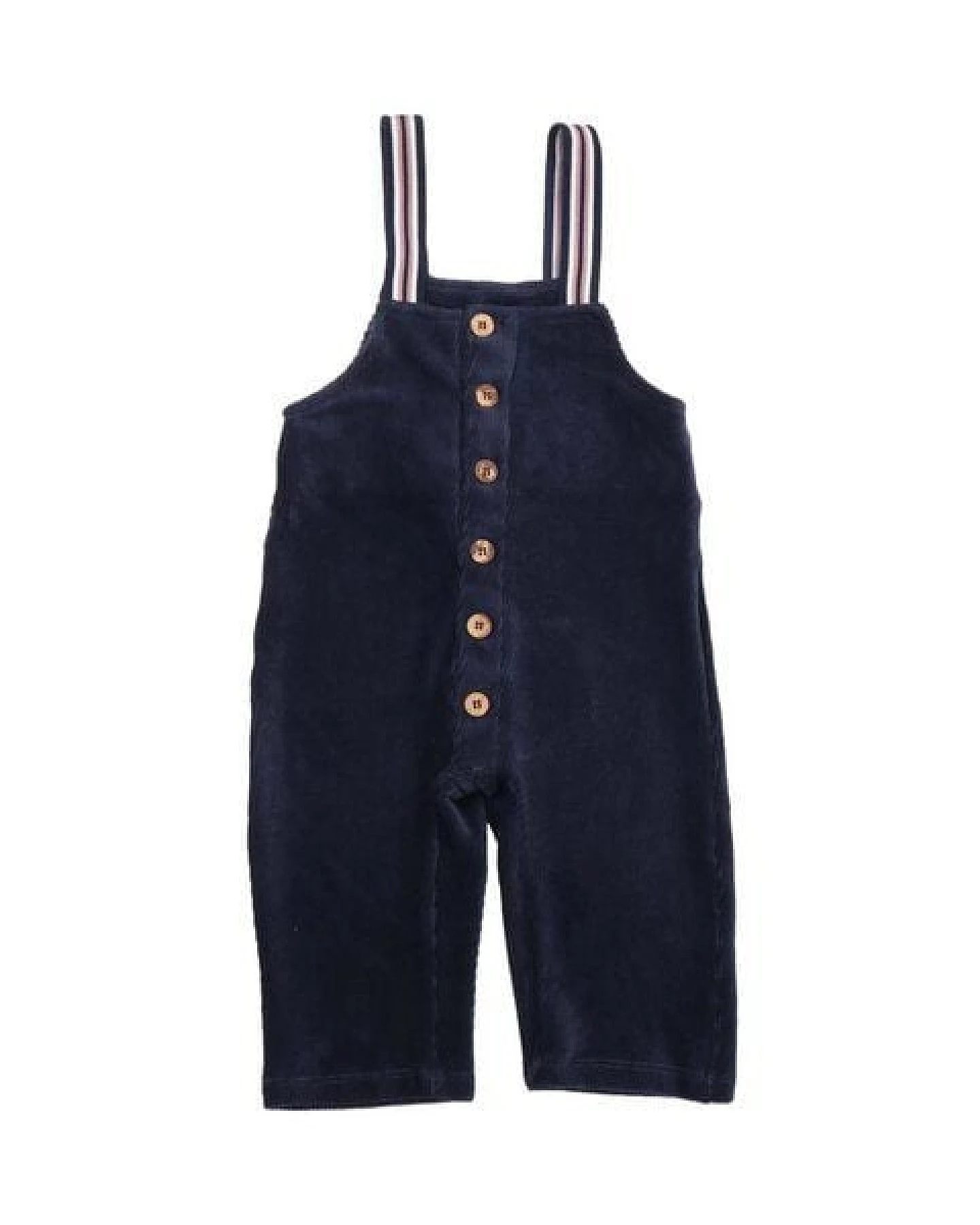 Kinder Cord-Latzhose GOTS zertifiziert, Bio-Baumwolle, navy, Unisex, Knopfleiste, bequem – Walkiddy – Ansicht 2