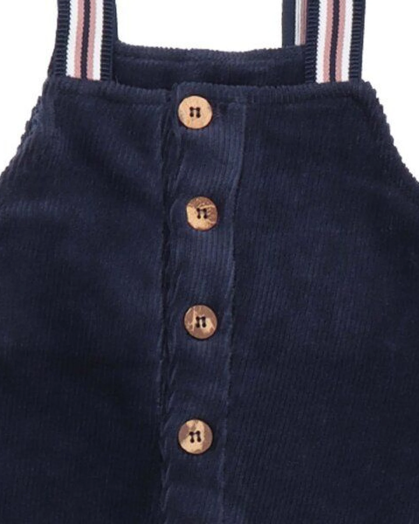 Kinder Cord-Latzhose GOTS zertifiziert, Bio-Baumwolle, navy, Unisex, Knopfleiste, bequem – Walkiddy – Ansicht 4