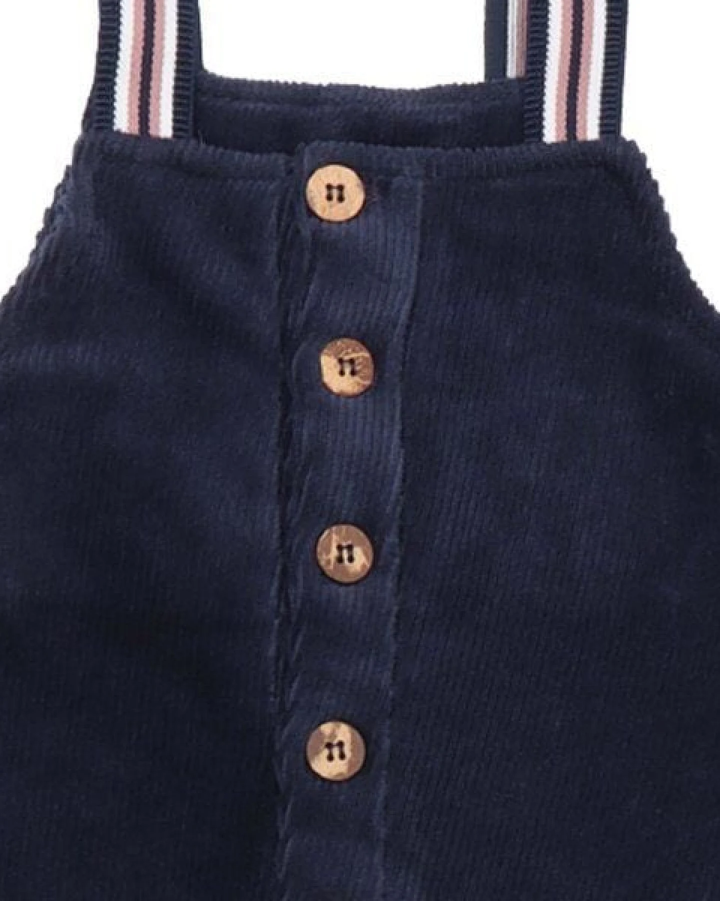 Kinder Cord-Latzhose GOTS zertifiziert, Bio-Baumwolle, navy, Unisex, Knopfleiste, bequem – Walkiddy – Ansicht 4