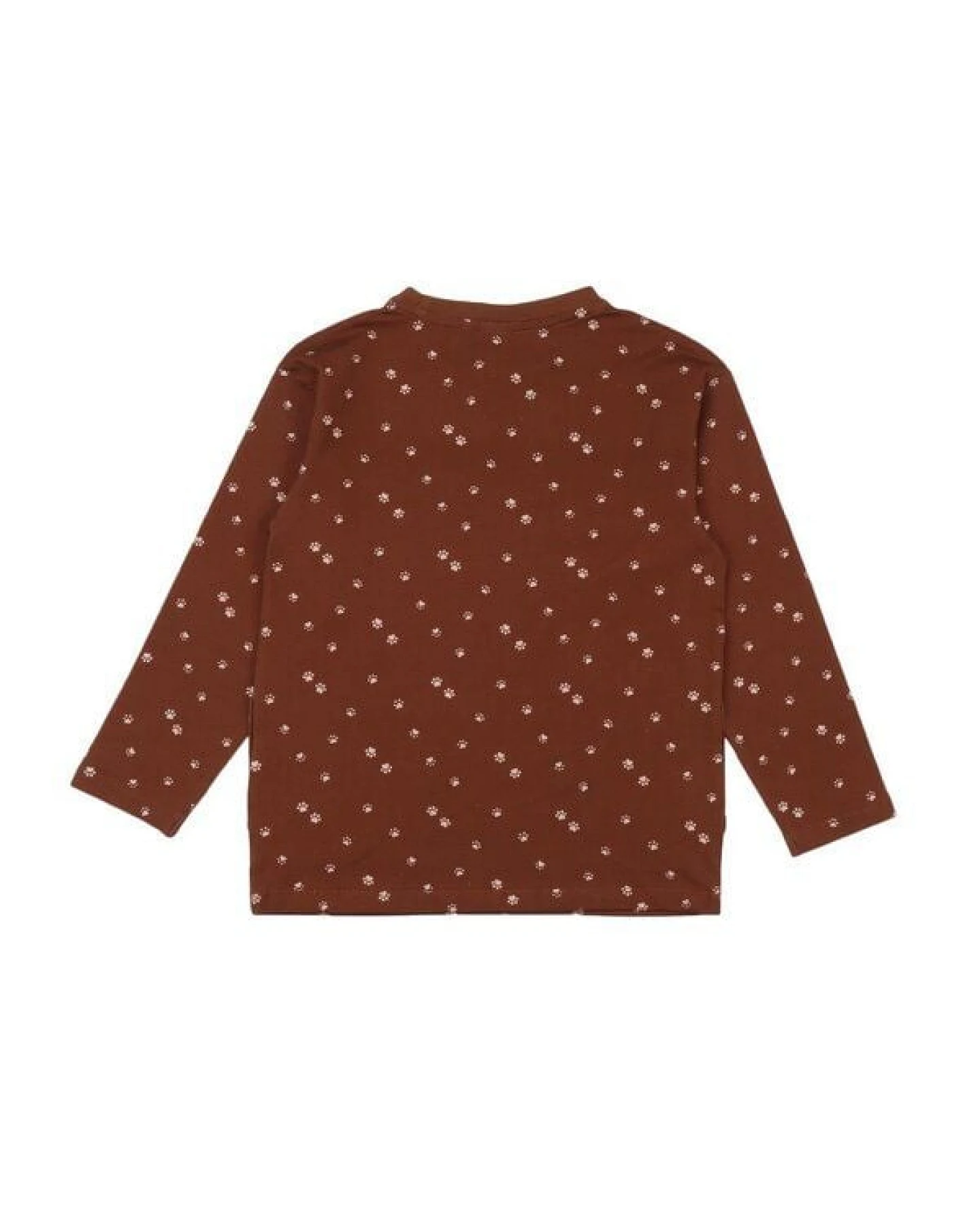 Kinder Langarmshirt GOTS-zertifiziert aus Bio-Baumwolle braun mit Pfoten-Muster – Walkiddy – Ansicht 3