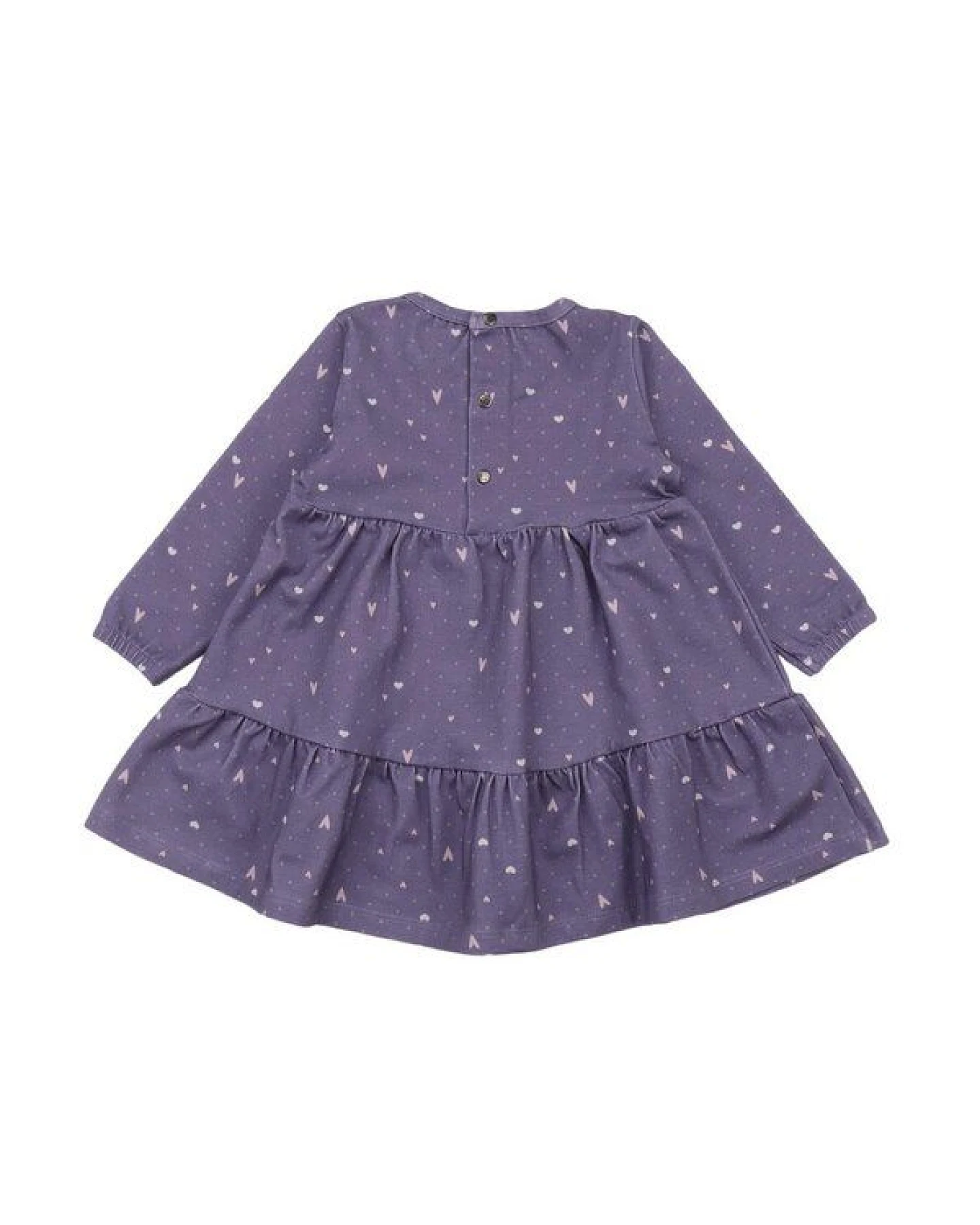 Walkiddy Bio-Baumwolle Kinderkleid Hearts Frill Dress Lila - GOTS-zertifiziert, Herz-Design, Nachhaltig & Fair produziert – Ansicht 3