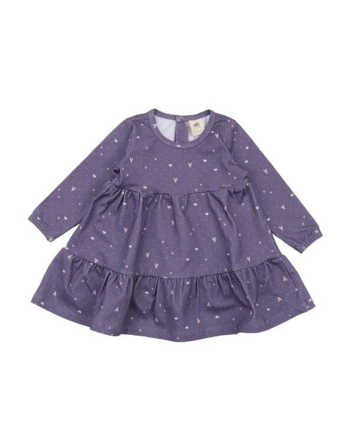 Walkiddy Bio-Baumwolle Kinderkleid Hearts Frill Dress Lila - GOTS-zertifiziert, Herz-Design, Nachhaltig & Fair produziert – Ansicht 2