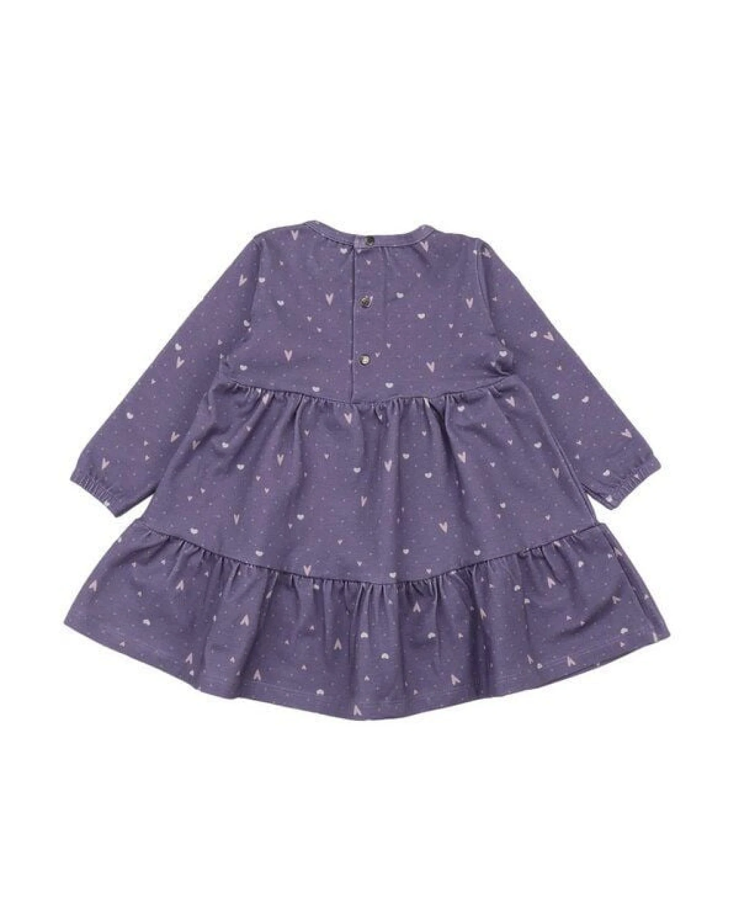 Walkiddy Bio-Baumwolle Kinderkleid Hearts Frill Dress Lila - GOTS-zertifiziert, Herz-Design, Nachhaltig & Fair produziert – Ansicht 3