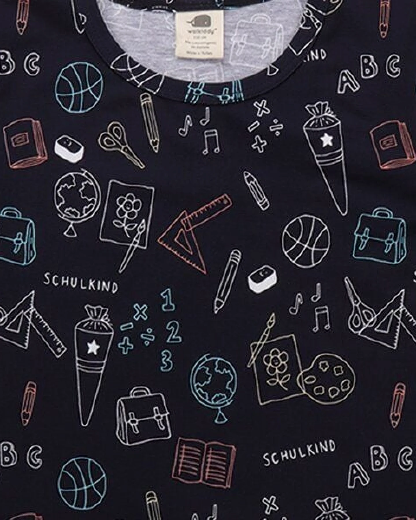 Walkiddy Back to School - Bio-Baumwolle T-Shirt Blau - Nachhaltig & GOTS-Zertifiziert – Ansicht 3