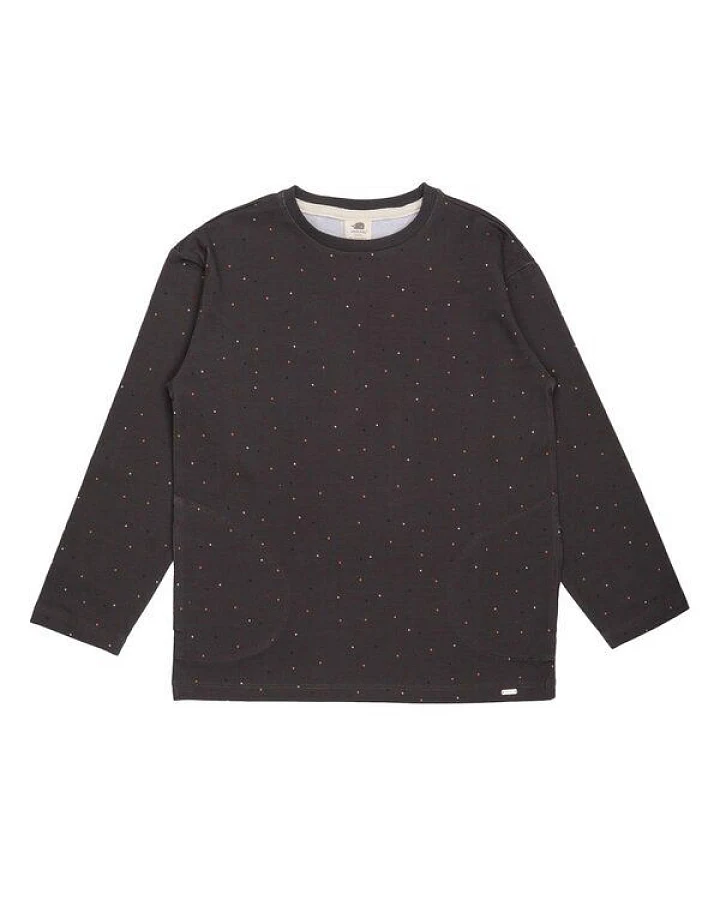 Kinder Langarmshirt GOTS zertifiziert, Bio-Baumwolle, grau, „Colorful Dots“, weich & bequem – Walkiddy