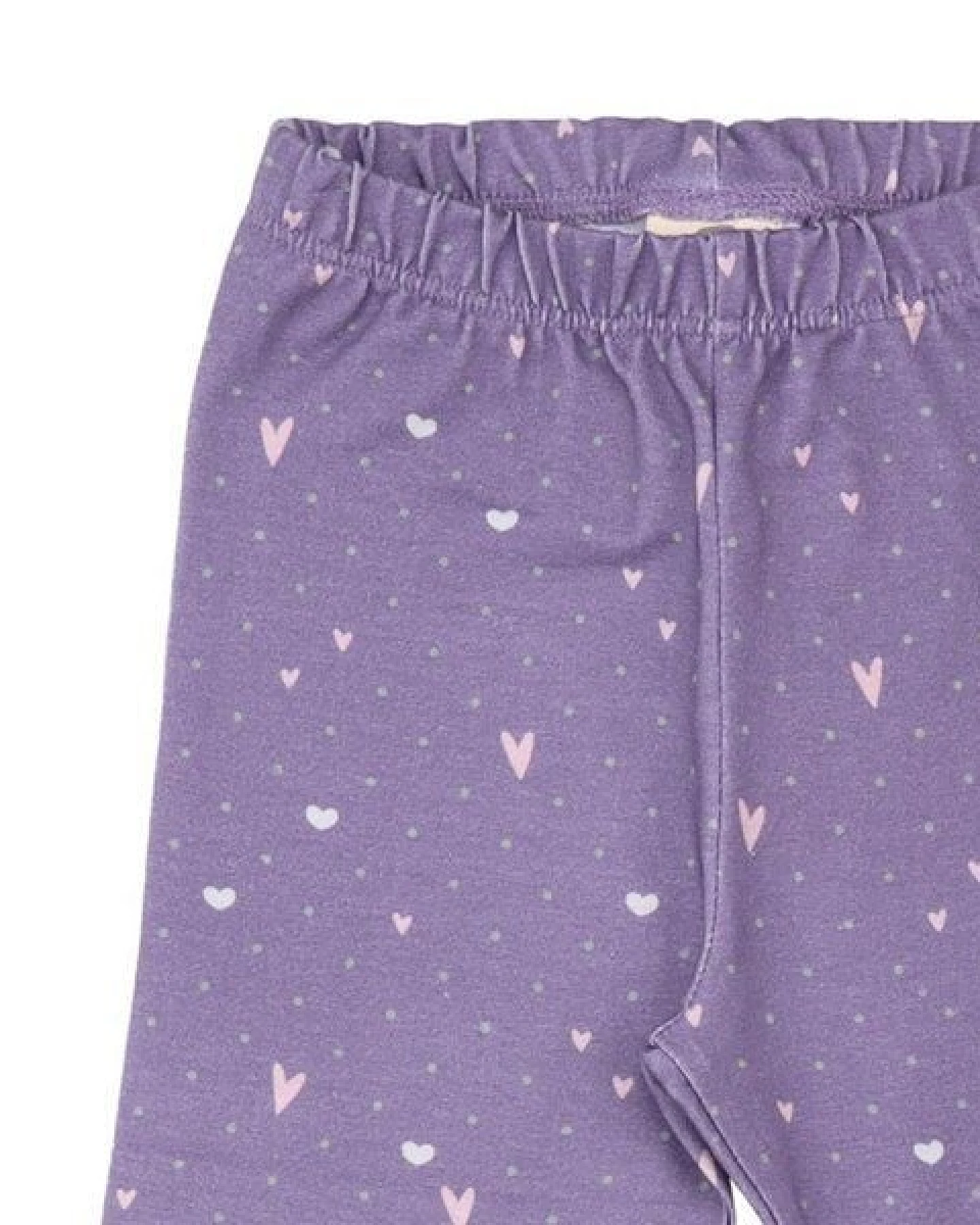 Kinder Leggings GOTS zertifiziert – Lila mit Herzmuster, elastischer Bund, weich & bequem – Ansicht 4