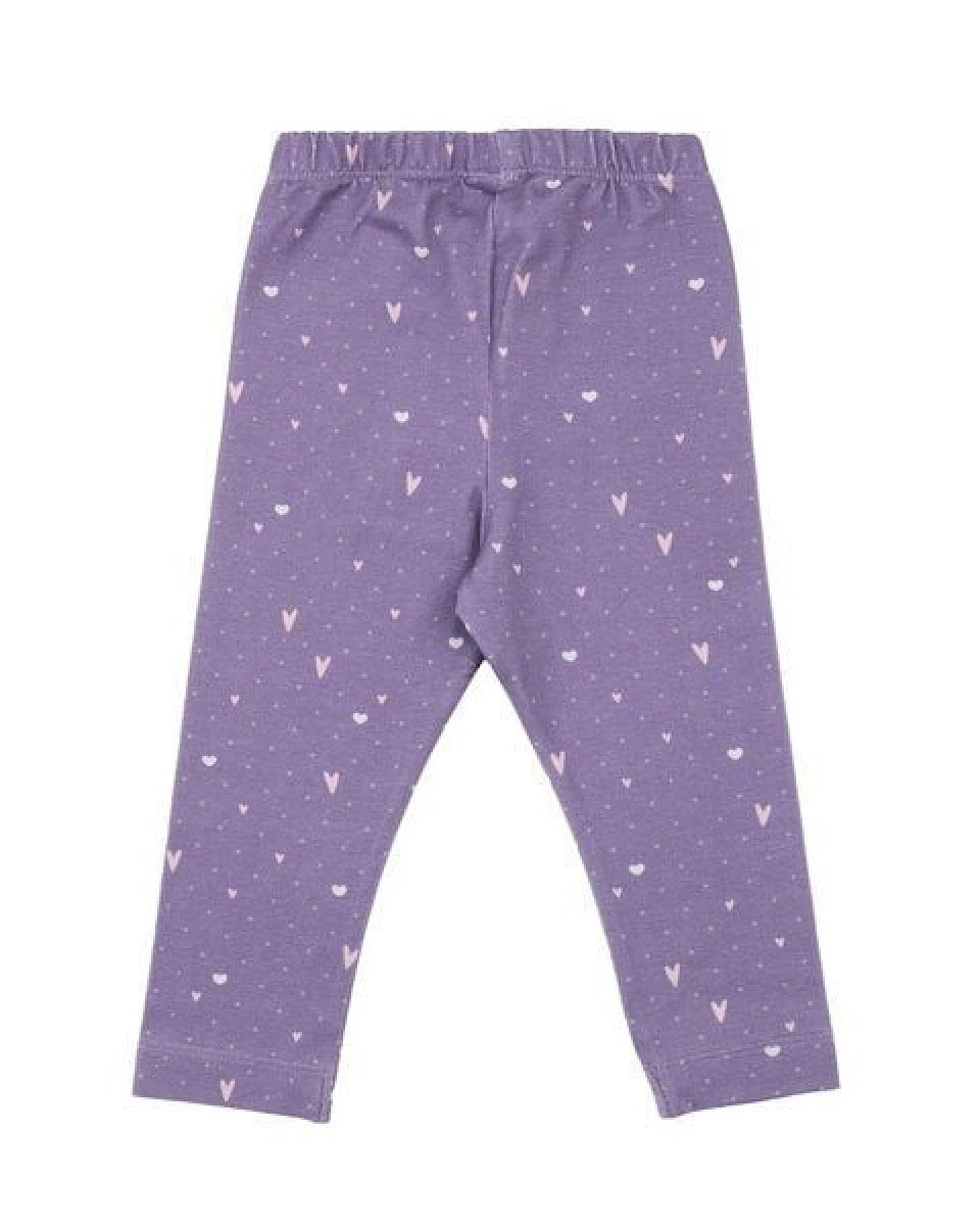 Kinder Leggings GOTS zertifiziert – Lila mit Herzmuster, elastischer Bund, weich & bequem – Ansicht 3