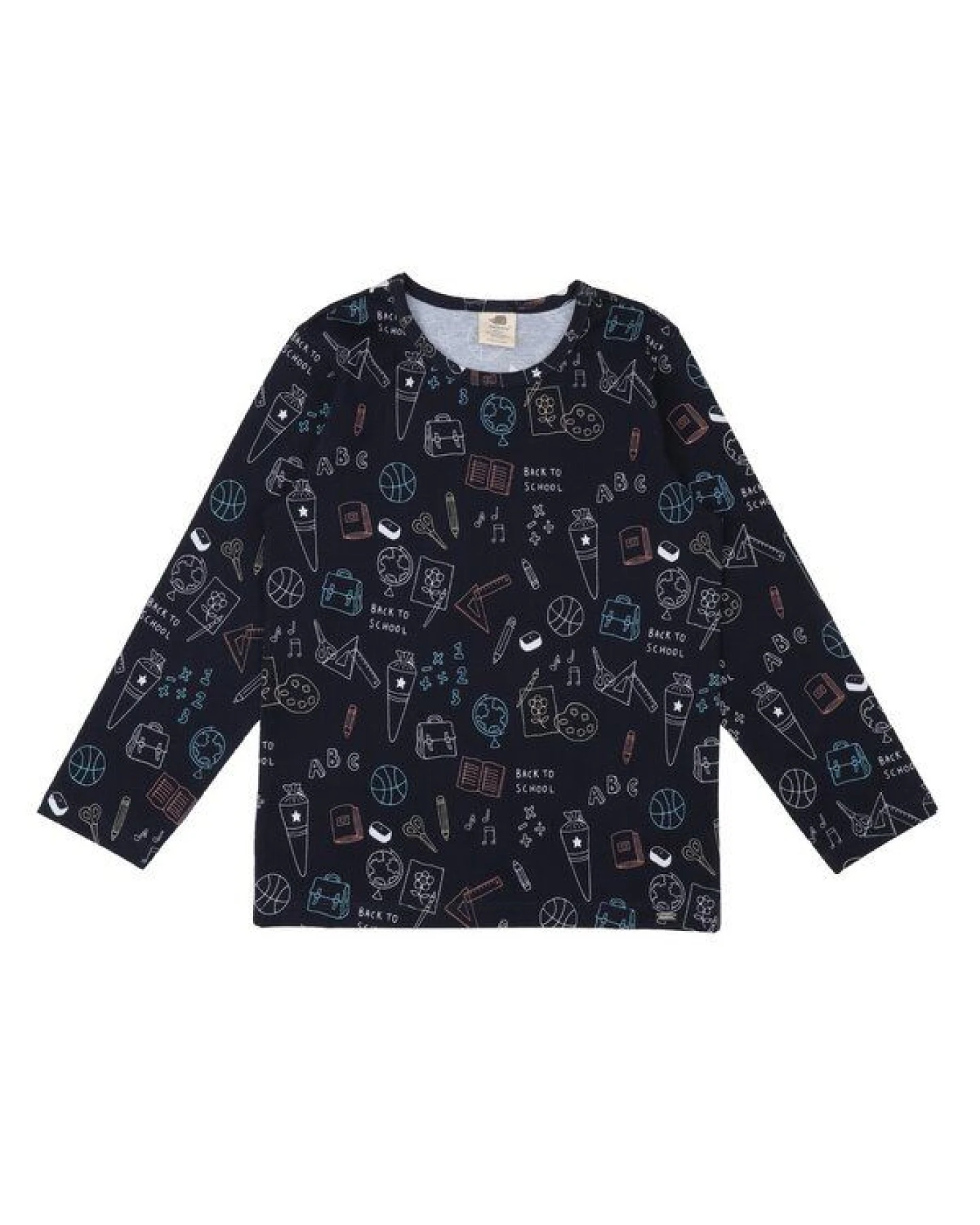 Kinder Langarmshirt GOTS zertifiziert – Bio-Baumwolle, Dunkelblau mit feinem Muster, weich & bequem, alltagstauglich – Ansicht 2
