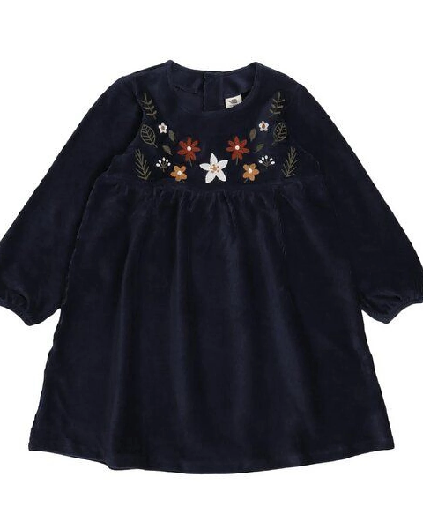 Kinder Kleid GOTS zertifiziert, Bio-Baumwolle, navy, Stickerei, Langarm, weich & bequem – Walkiddy – Ansicht 2