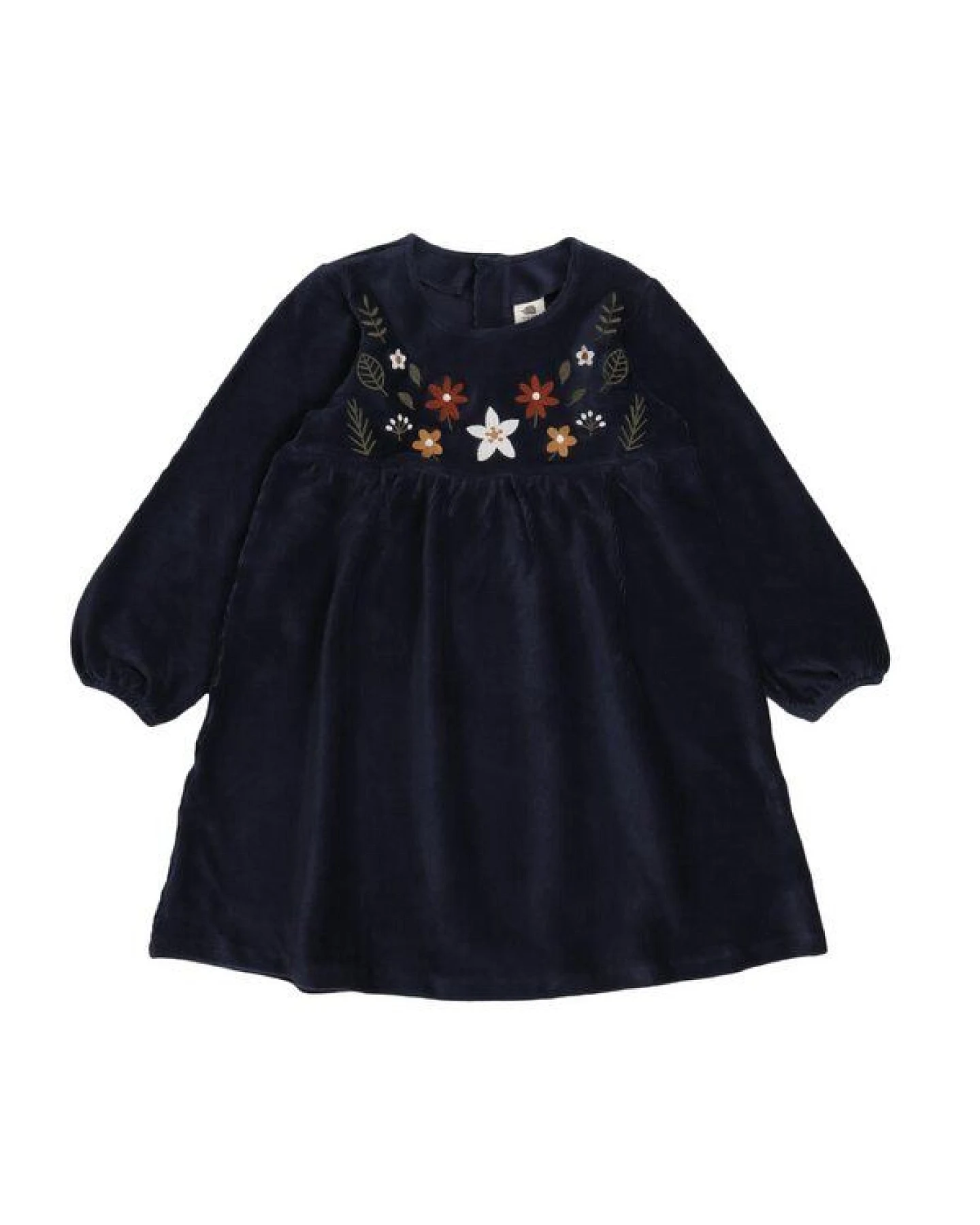 Kinder Kleid GOTS zertifiziert, Bio-Baumwolle, navy, Stickerei, Langarm, weich & bequem – Walkiddy – Ansicht 2