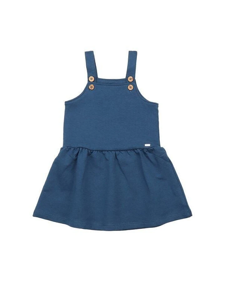 Walkiddy Navy Pinafore Dress - Nachhaltig & Fair Trade Bio-Baumwolle - Mädchenkleid Blau – GOTS zertifiziert