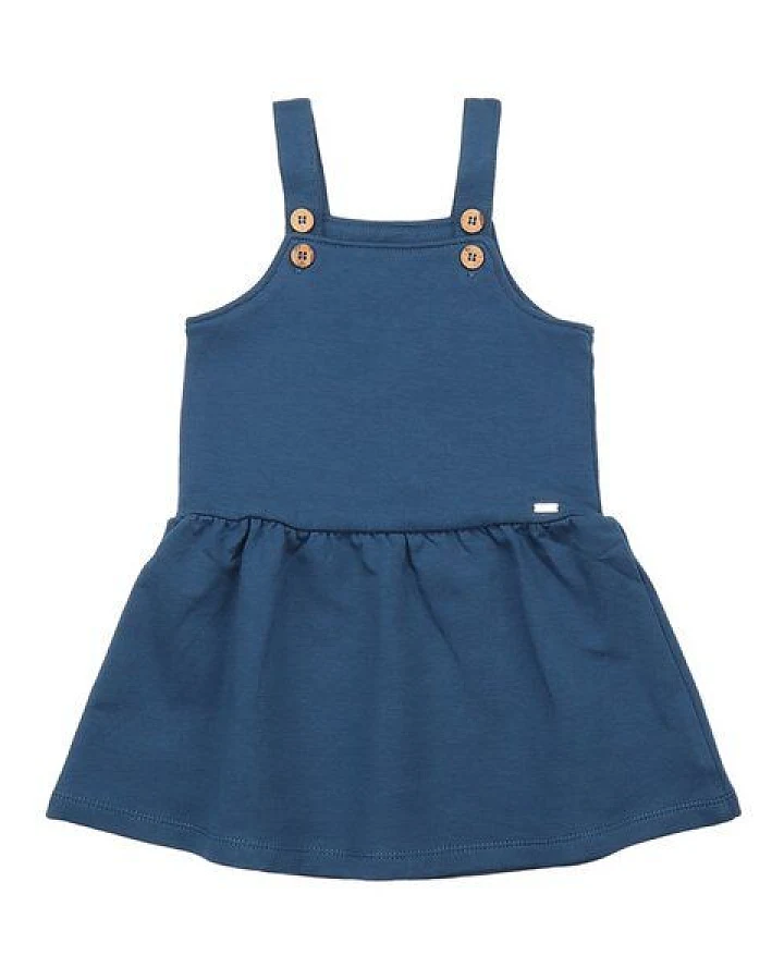 Walkiddy Navy Pinafore Dress - Nachhaltig & Fair Trade Bio-Baumwolle - Mädchenkleid Blau – GOTS zertifiziert