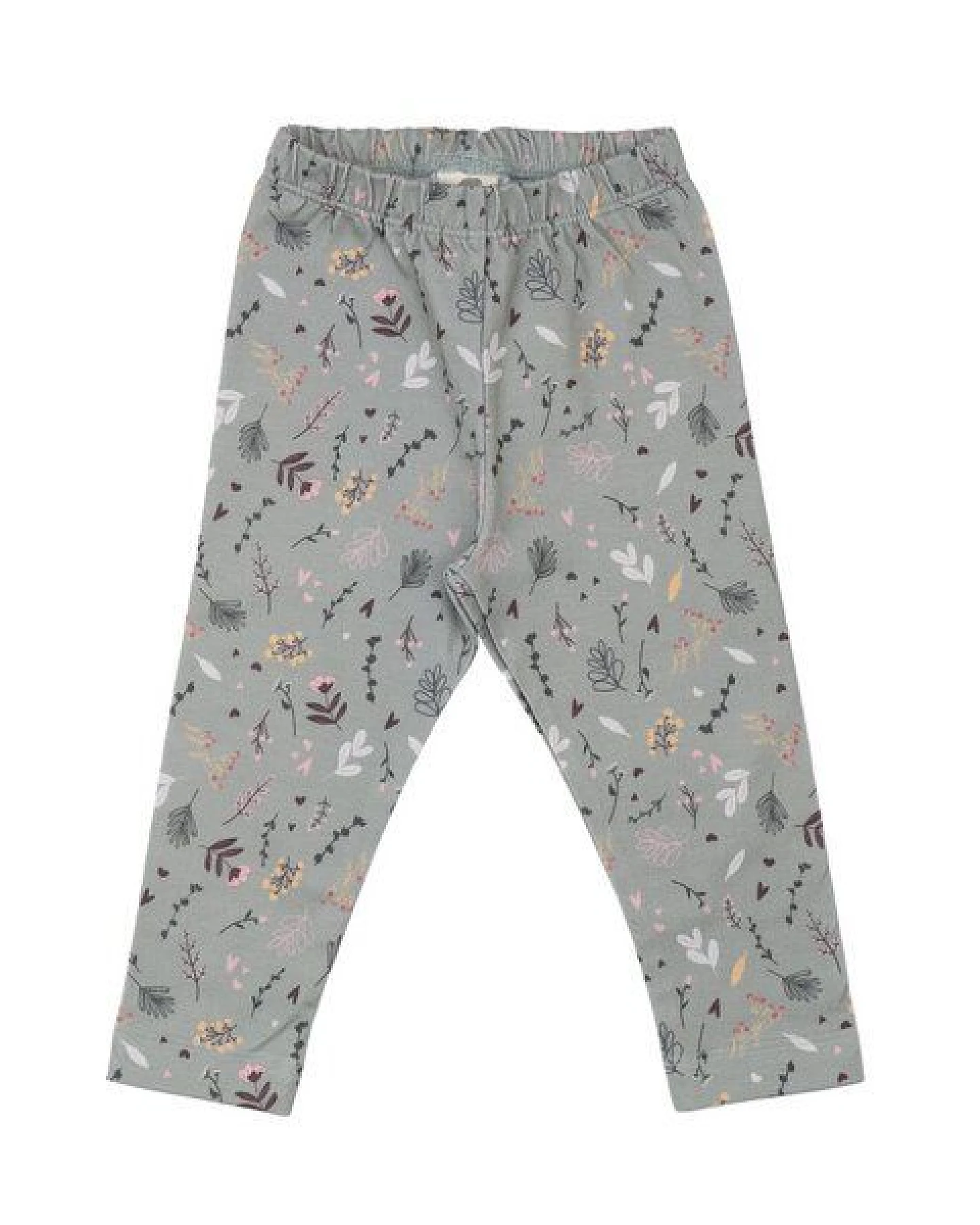 Kinder Leggings GOTS zertifiziert – Grau mit Blumenmuster, weich & bequem – Ansicht 2