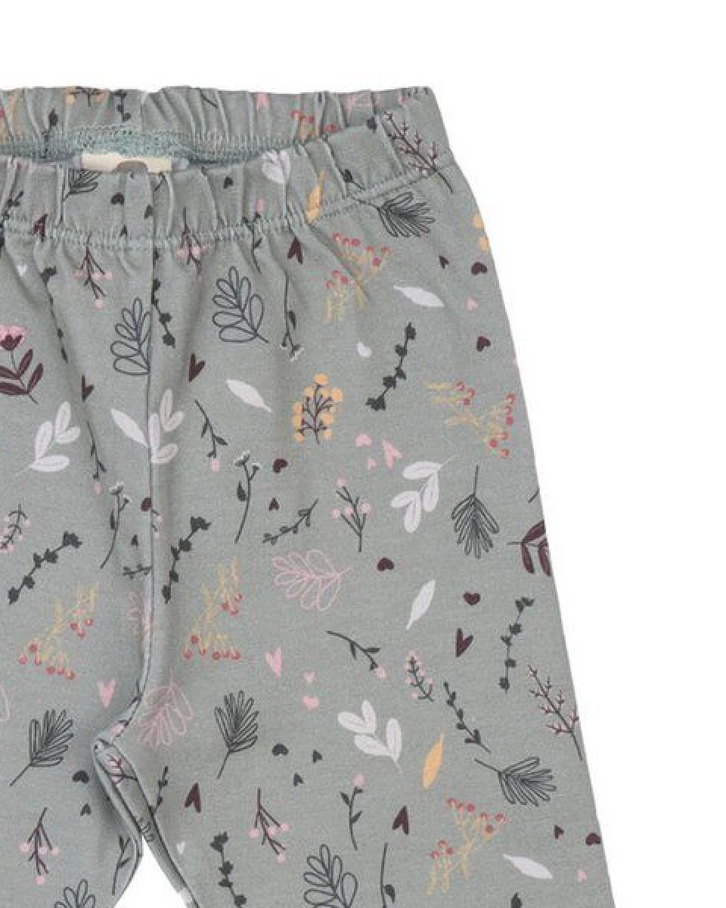 Kinder Leggings GOTS zertifiziert – Grau mit Blumenmuster, weich & bequem – Ansicht 3