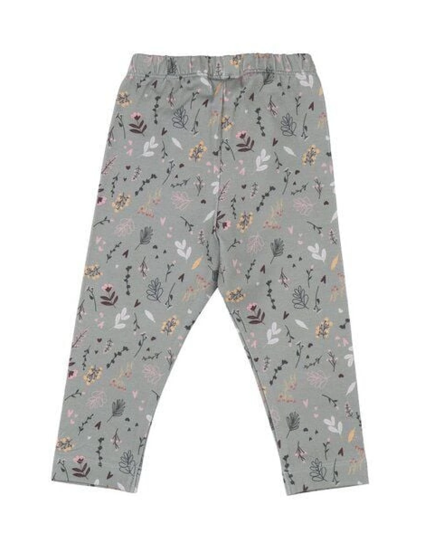 Kinder Leggings GOTS zertifiziert – Grau mit Blumenmuster, weich & bequem – Ansicht 4