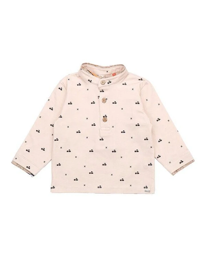 Kinder Langarmshirt GOTS zertifiziert – Creme mit Motiv, weich & bequem
