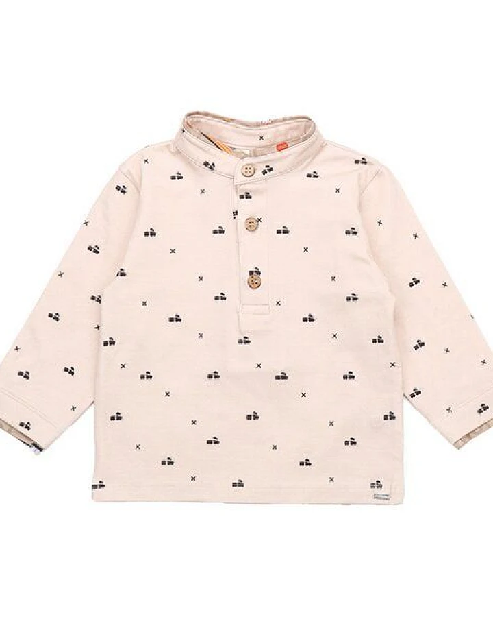 Kinder Langarmshirt GOTS zertifiziert – Creme mit Motiv, weich & bequem