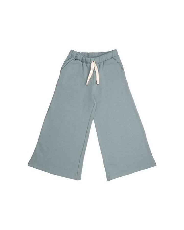 Kinder Culotte Hose GOTS-zertifiziert aus Bio-Baumwolle, hellgrün, weites Bein mit elastischem Bund & Kordelzug – Walkiddy Wide Leg Pants