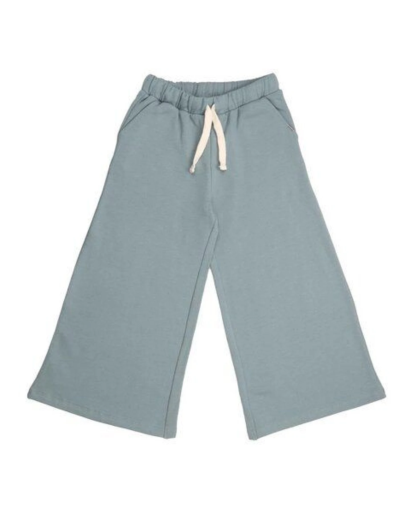 Kinder Culotte Hose GOTS-zertifiziert aus Bio-Baumwolle, hellgrün, weites Bein mit elastischem Bund & Kordelzug – Walkiddy Wide Leg Pants – Ansicht 2