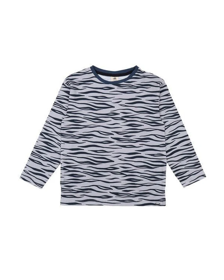 Kinder Langarmshirt GOTS zertifiziert – Grau mit Tigermuster, weich & bequem