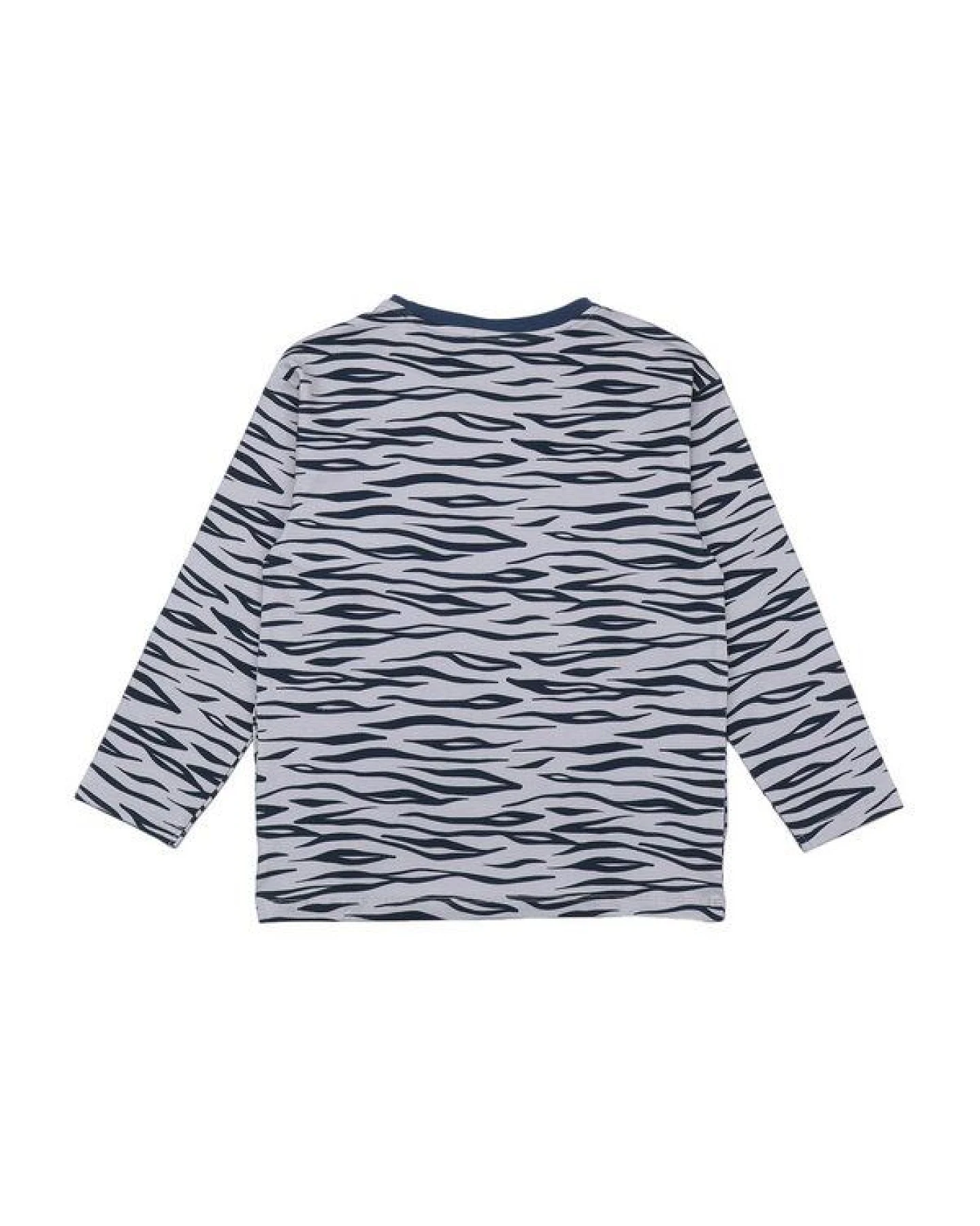 Kinder Langarmshirt GOTS zertifiziert – Grau mit Tigermuster, weich & bequem – Ansicht 3