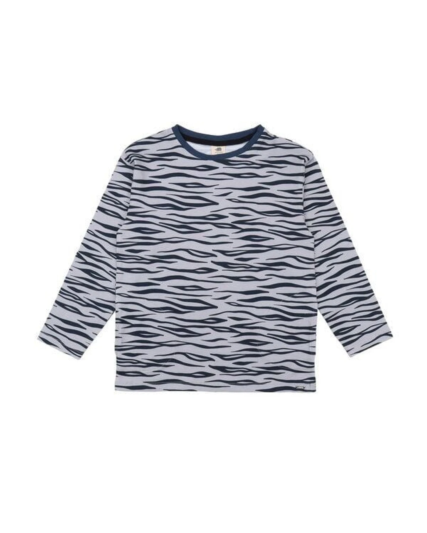 Kinder Langarmshirt GOTS zertifiziert – Grau mit Tigermuster, weich & bequem – Ansicht 4
