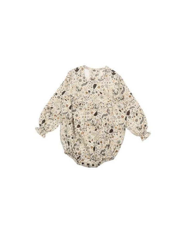 Baby Body Langarm GOTS zertifiziert Bio-Baumwolle, Rosa, Blumen-Muster, Walkiddy