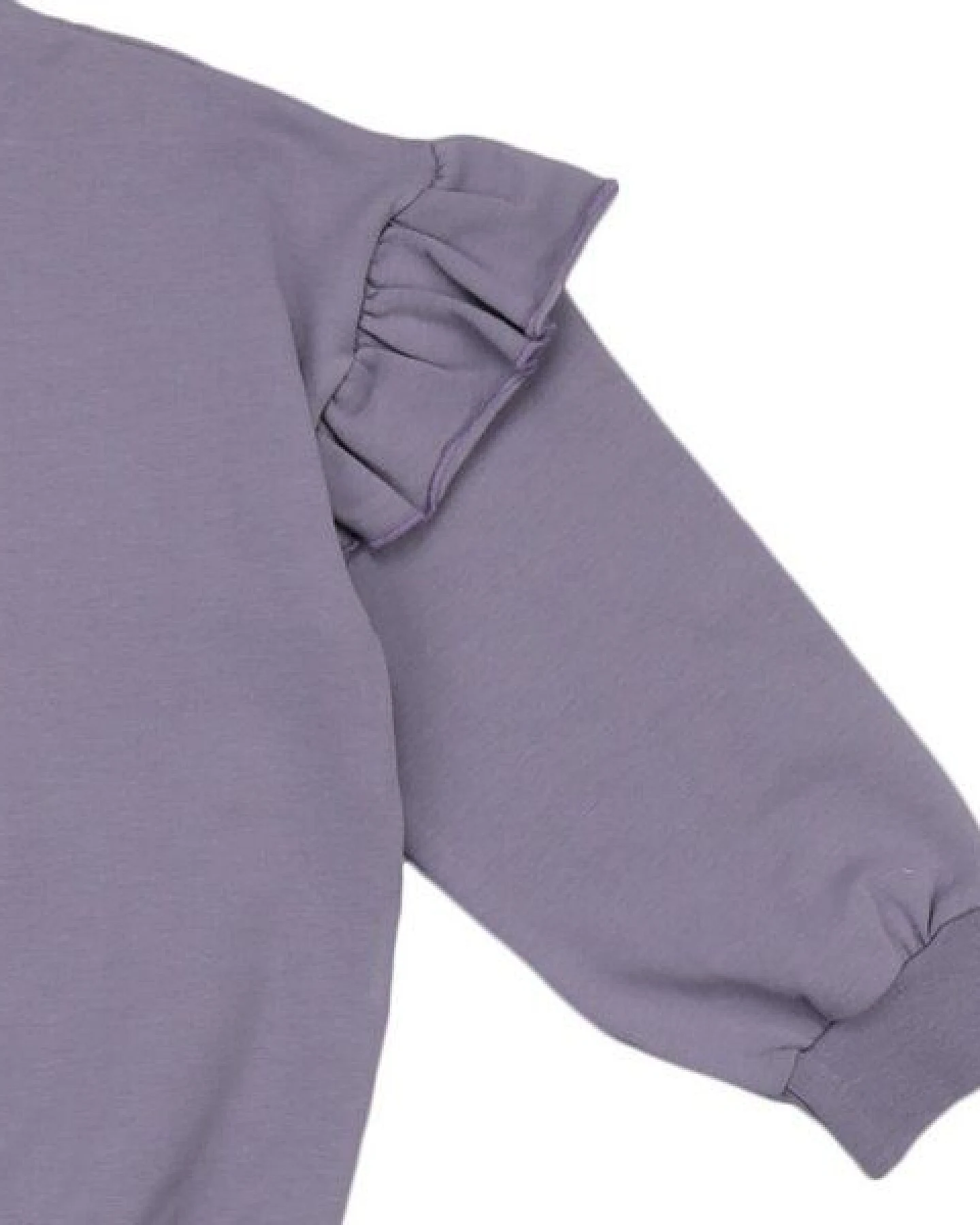 Kinder Ruffle Sweatshirt lila GOTS-Bio-Baumwolle, Volant an Schultern, langarm – Walkiddy, weich, hautfreundlich & alltagstauglich – Ansicht 4