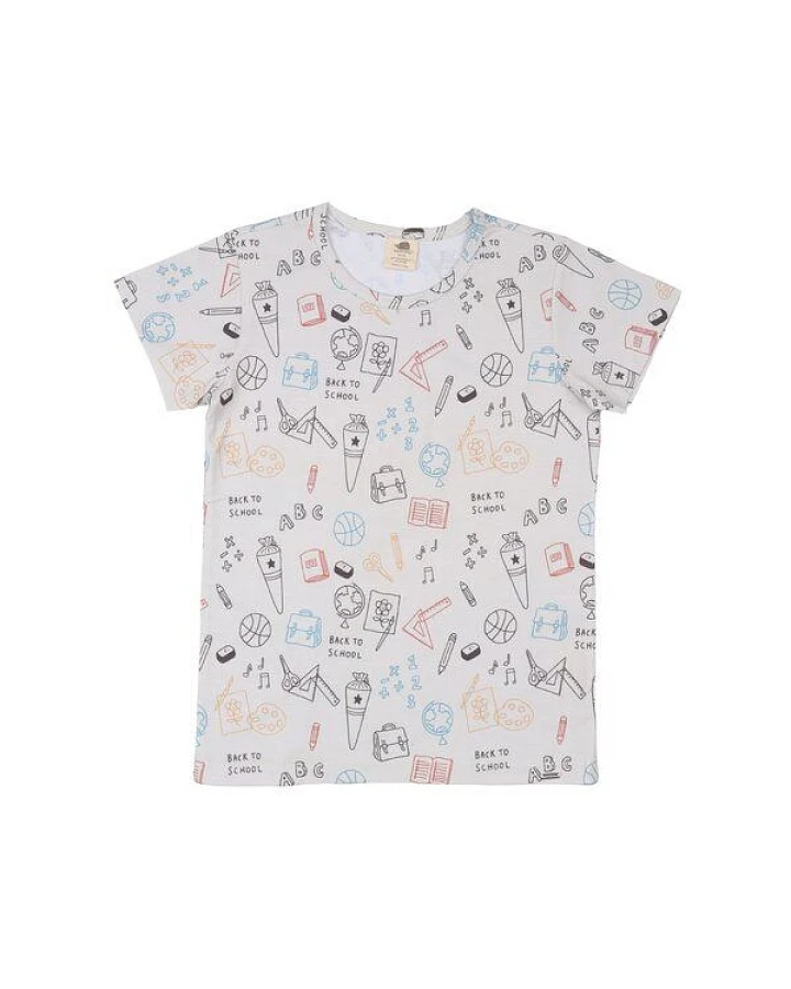 Kinder T-Shirt GOTS-zertifiziert aus Bio-Baumwolle, weiß mit Schulanfang-Print, kurzarm – Walkiddy, weich & hautfreundlich