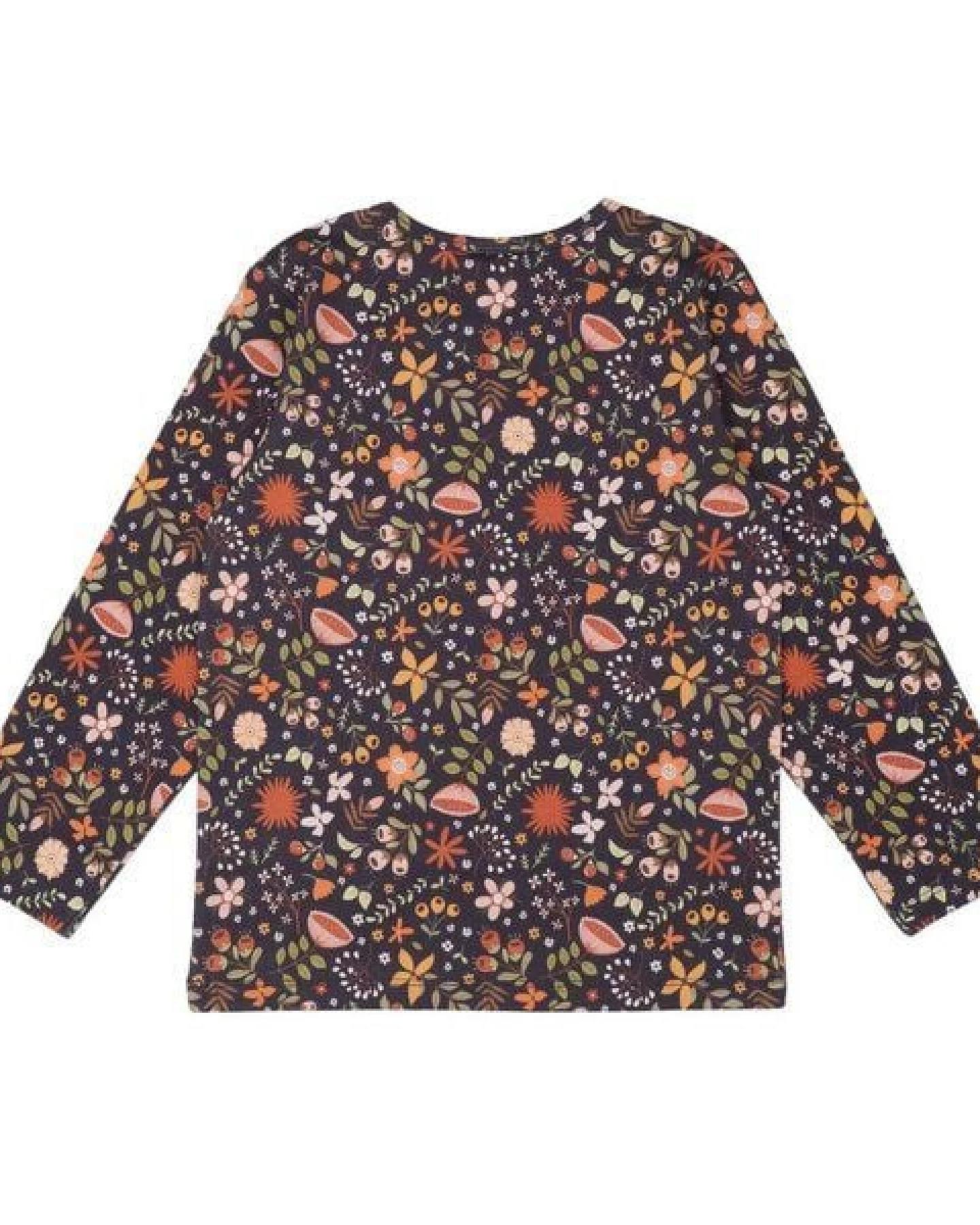 Kinder Langarmshirt GOTS-zertifiziert aus Bio-Baumwolle, Blumenprint, grau – Walkiddy, weich, hautfreundlich, nachhaltig & fair hergestellt – Ansicht 3