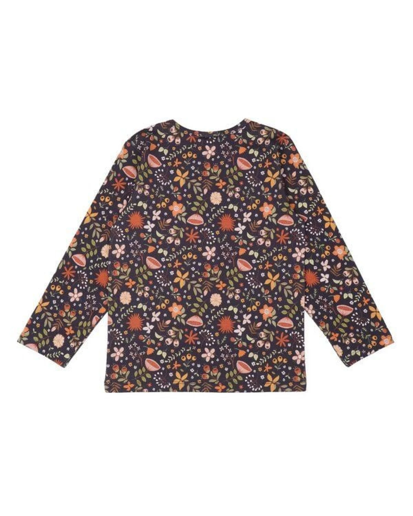 Kinder Langarmshirt GOTS-zertifiziert aus Bio-Baumwolle, Blumenprint, grau – Walkiddy, weich, hautfreundlich, nachhaltig & fair hergestellt – Ansicht 3