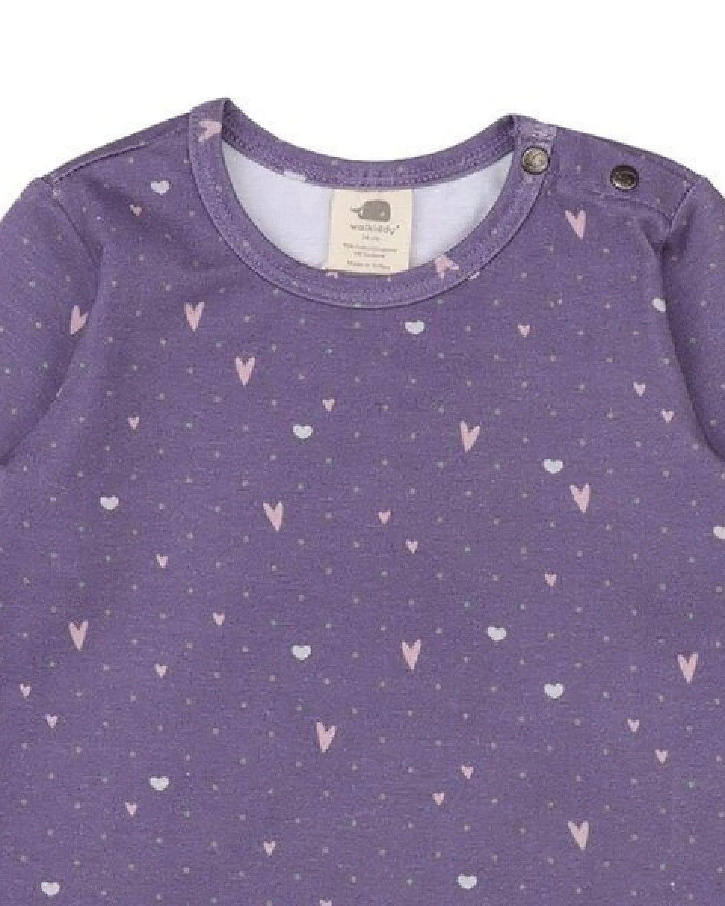 Walkiddy Hearts-Shirt Lila - GOTS-Zertifizierte Bio-Baumwolle - Hypoallergen - Fair Trade - Stilvoll – Ansicht 4