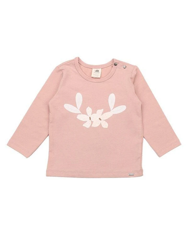 Kinder Langarmshirt GOTS zertifiziert – Bio-Baumwolle, Rosa mit Blumenmotiv, weich & bequem, alltagstauglich, gut kombinierbar