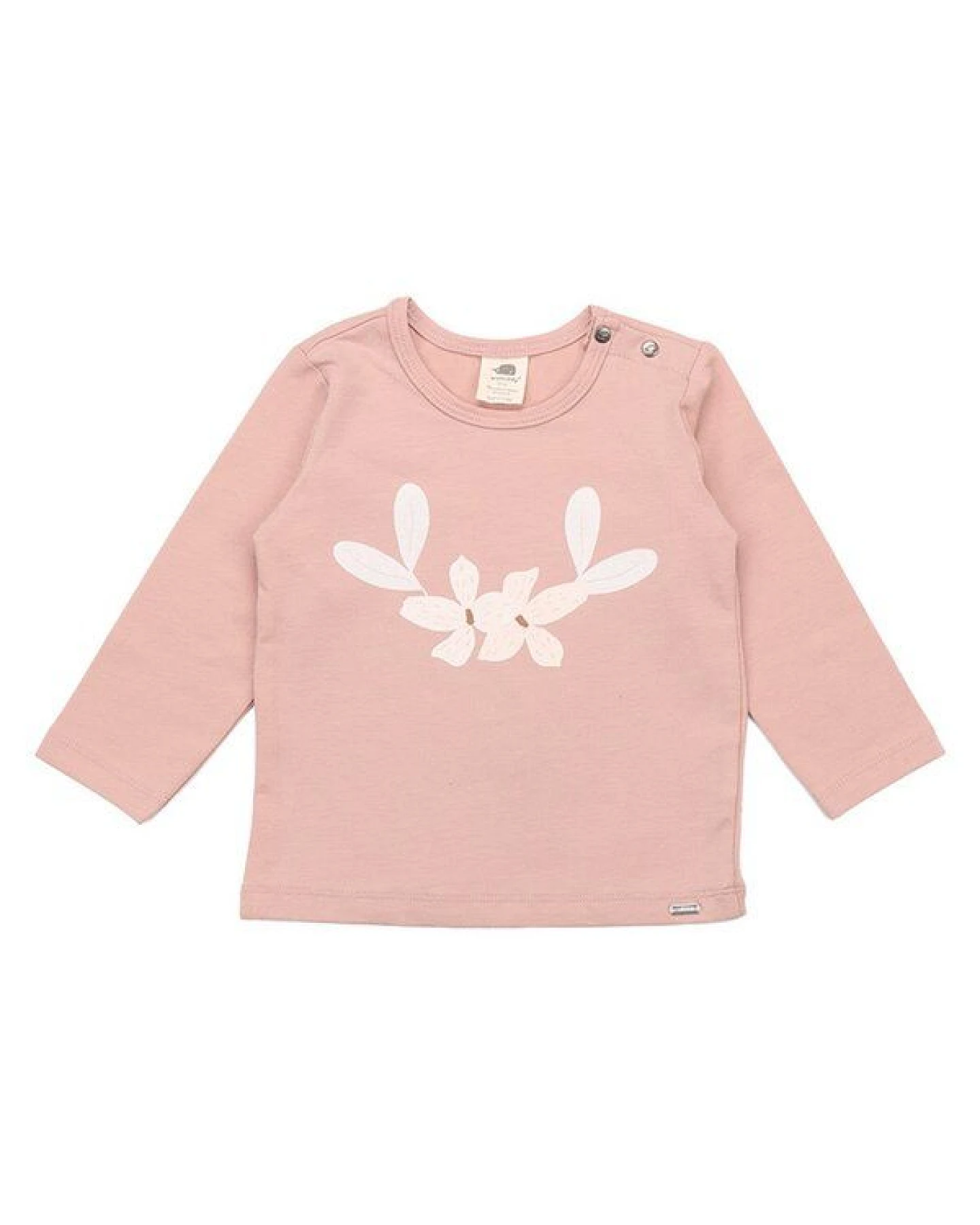 Kinder Langarmshirt GOTS zertifiziert – Bio-Baumwolle, Rosa mit Blumenmotiv, weich & bequem, alltagstauglich, gut kombinierbar – Ansicht 2