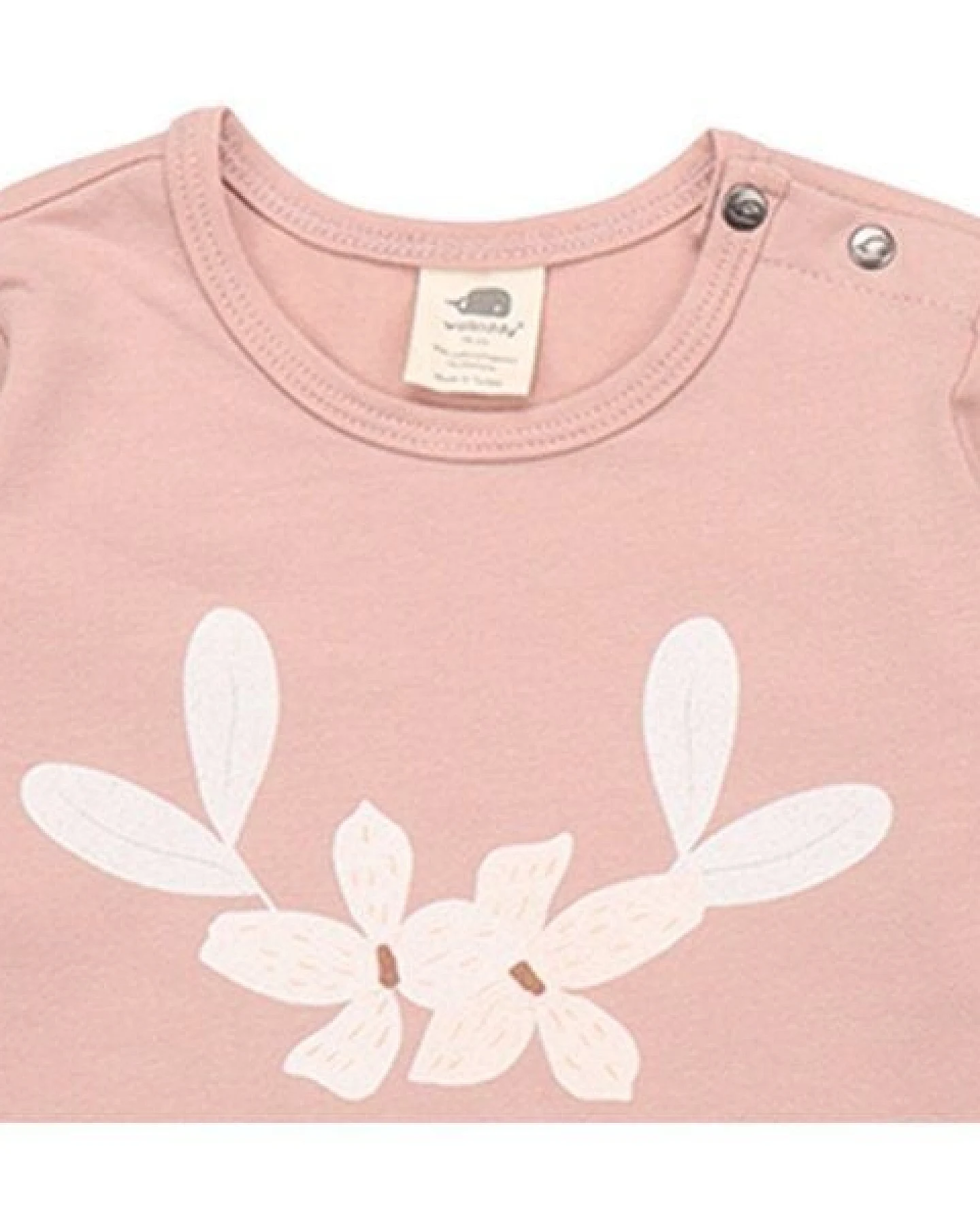 Kinder Langarmshirt GOTS zertifiziert – Bio-Baumwolle, Rosa mit Blumenmotiv, weich & bequem, alltagstauglich, gut kombinierbar – Ansicht 4